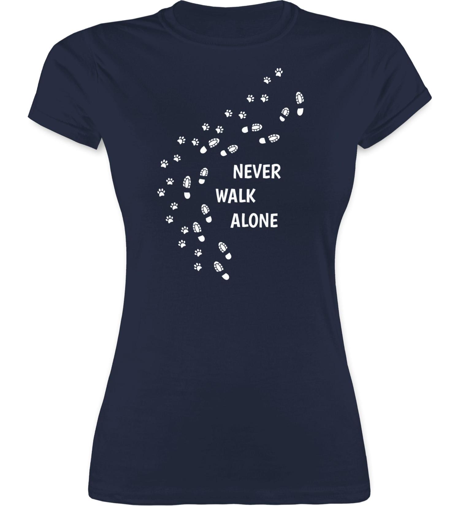 Shirtracer Womens Shirt - Never Walk Alone Paw Prints - Perfect Gift for Dog Owners - Navy Blue M - Buy Online on GoSupps.com