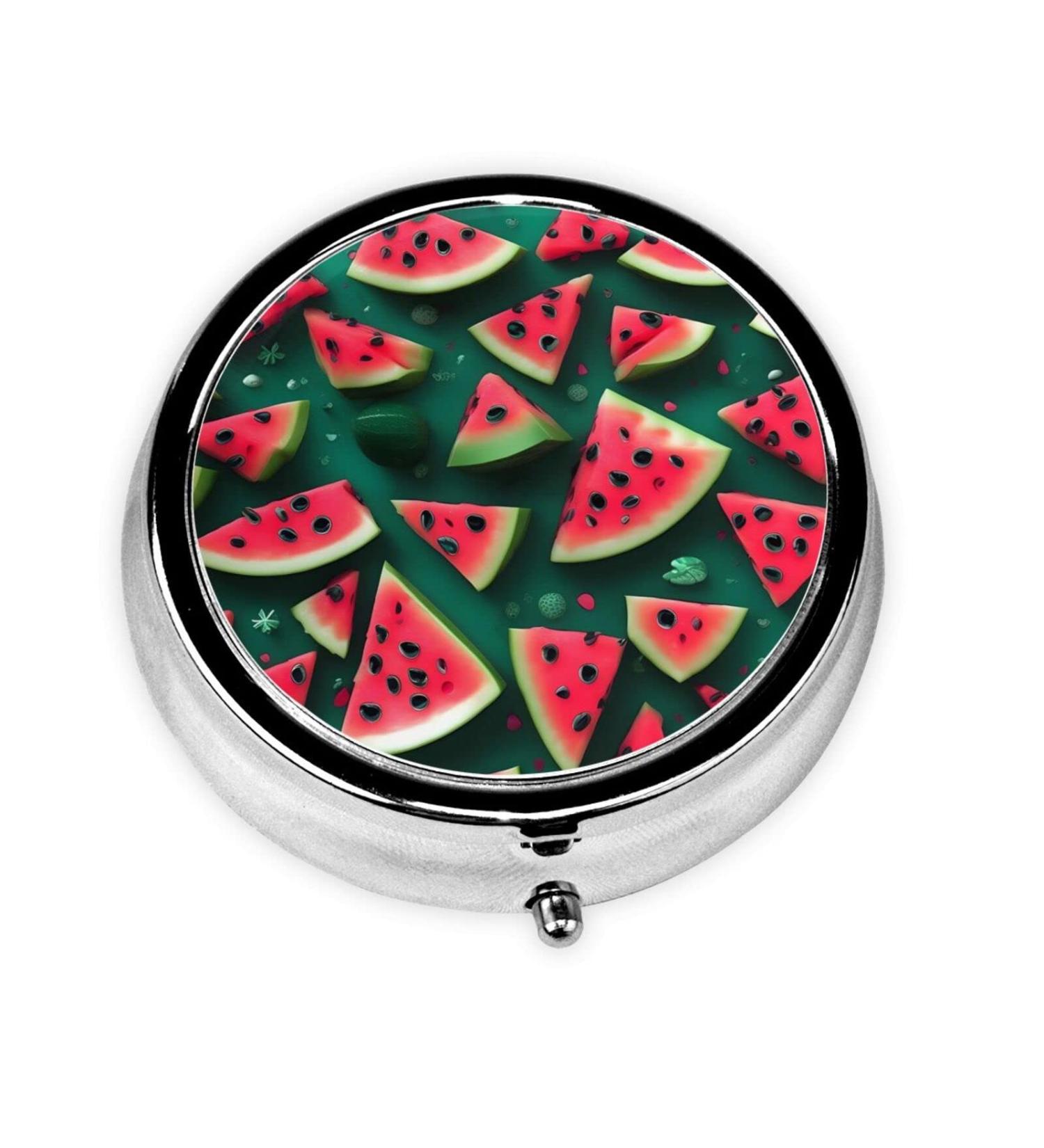 Dream Watermelon Round Pill Box | 3 Compartment Travel Organizer | Portable Black Pill Box for International Shipping - Buy Online on GoSupps.com