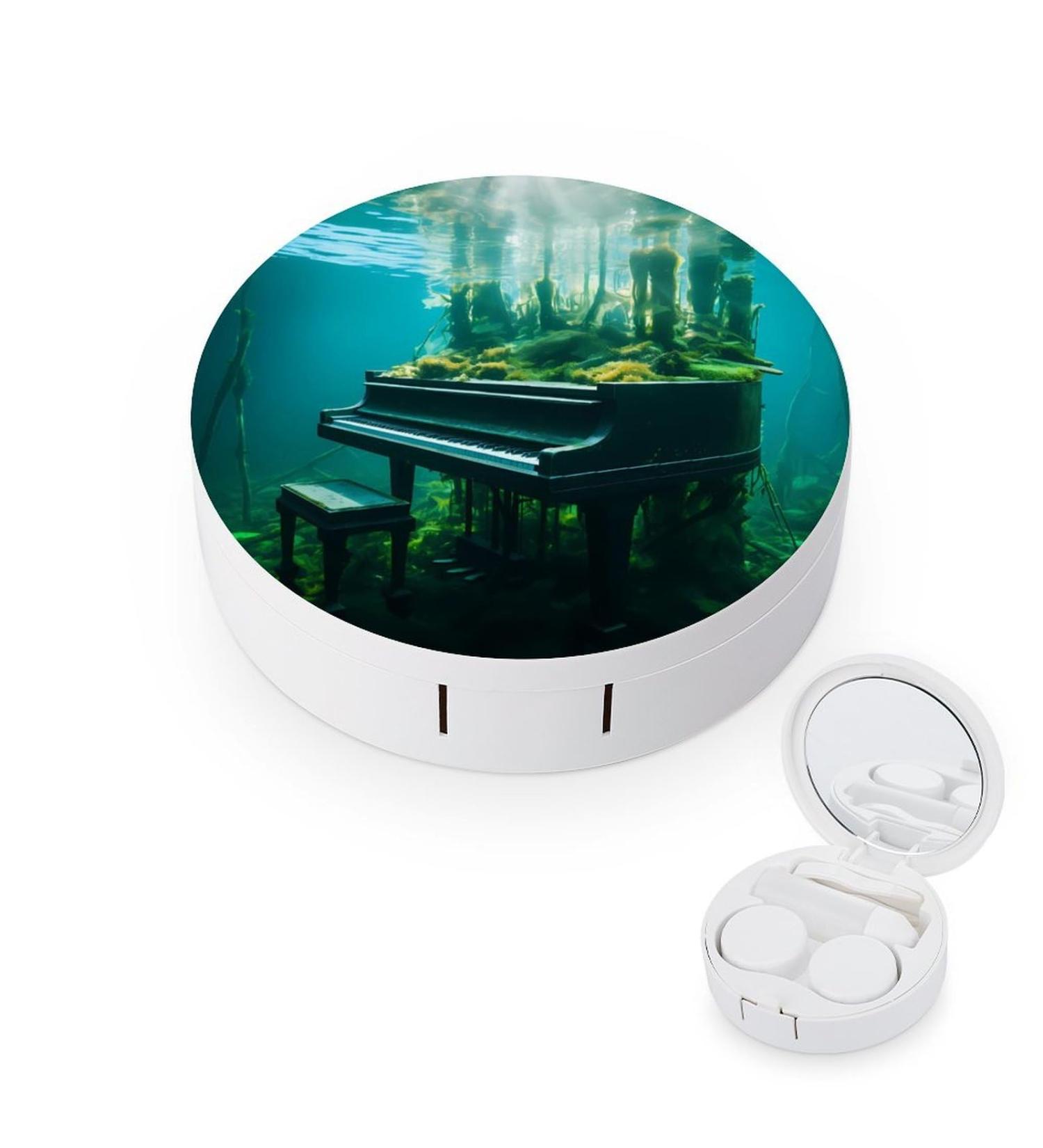 Piano Print Contact Lens Case with Mirror | Cute Portable Travel Kit for Eye Care - Buy Online on GoSupps.com