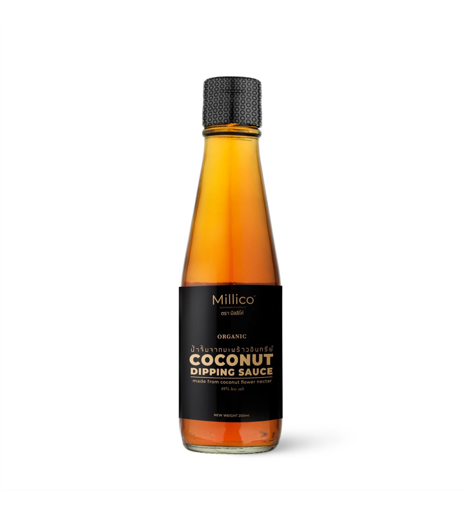 Millico Organic Coconut Dipping Sauce 200ml - Excellent for dipping stir-frying espacially for Thai Cuisine and startes soy free less sodium made from coconut flower nectar and sea salt - Buy Online on GoSupps.com
