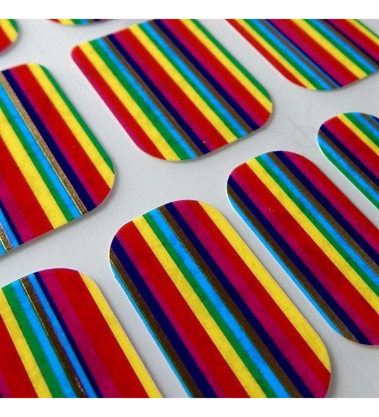 Chix Nails Stripes Beauty False Stickers Fingers Toes Vinyl Foils Nail Wraps Zingy Rainbow Colour Stripes - Buy Online on GoSupps.com