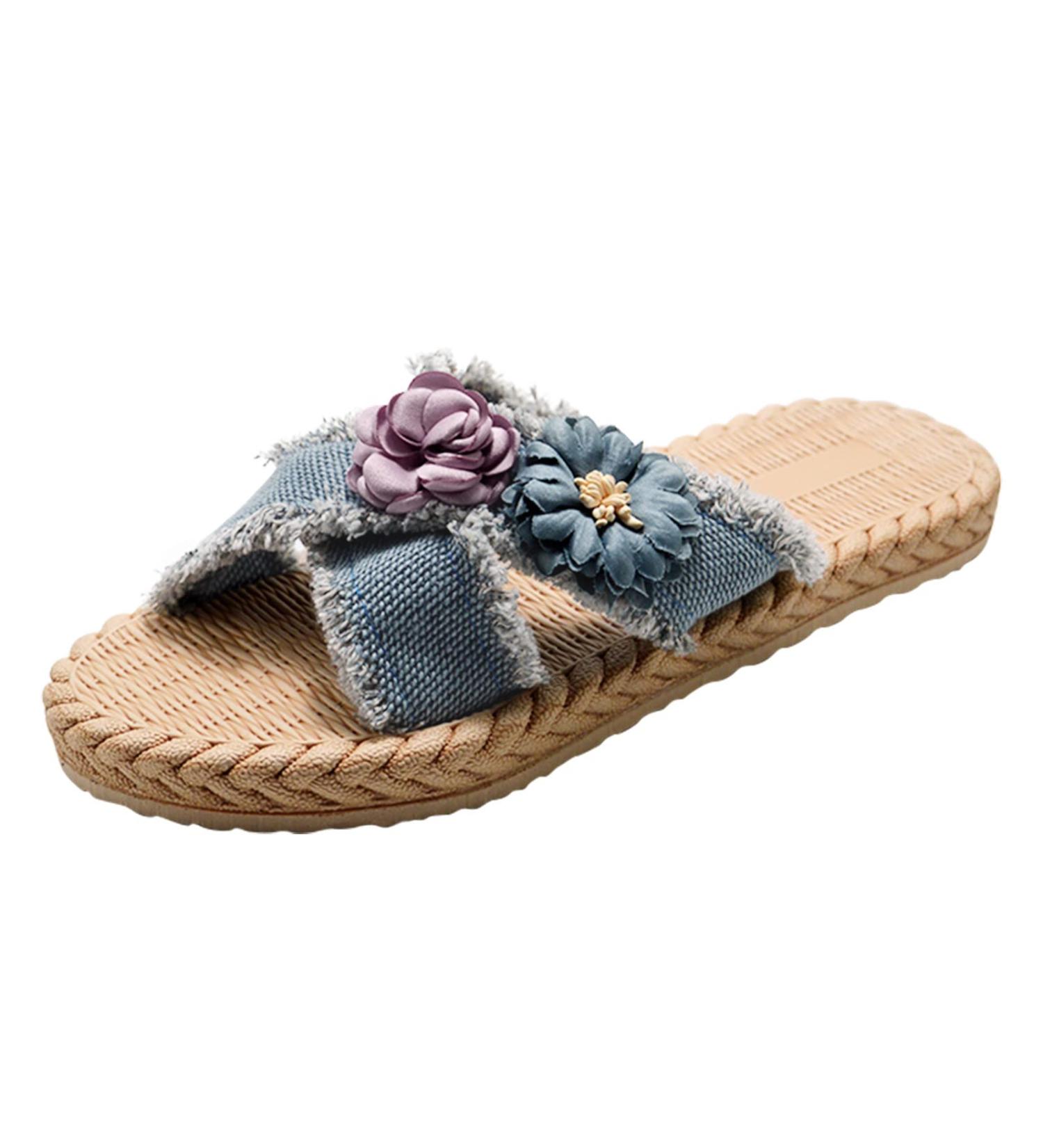 HSYHKDSY Women's Glitter Flat Sandals - Elegant Casual Summer Shoes | Comfortable Holiday Footwear - Blue 4.5 UK - Buy Online on GoSupps.com