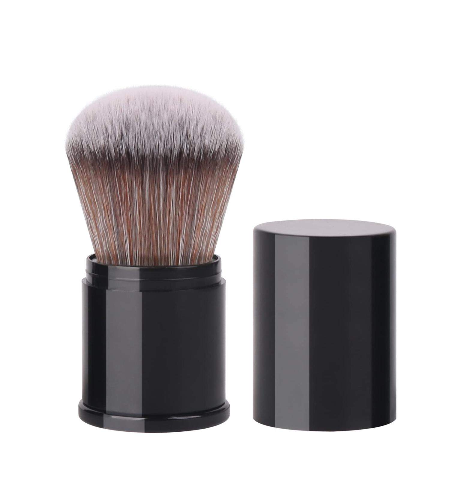 ENZO KEN Mini Retractable Makeup Brush - Small Kabuki Travel Blush Cosmetic Powder Brush with Dustproof Lid (Black/Walnut) - Buy Online on GoSupps.com