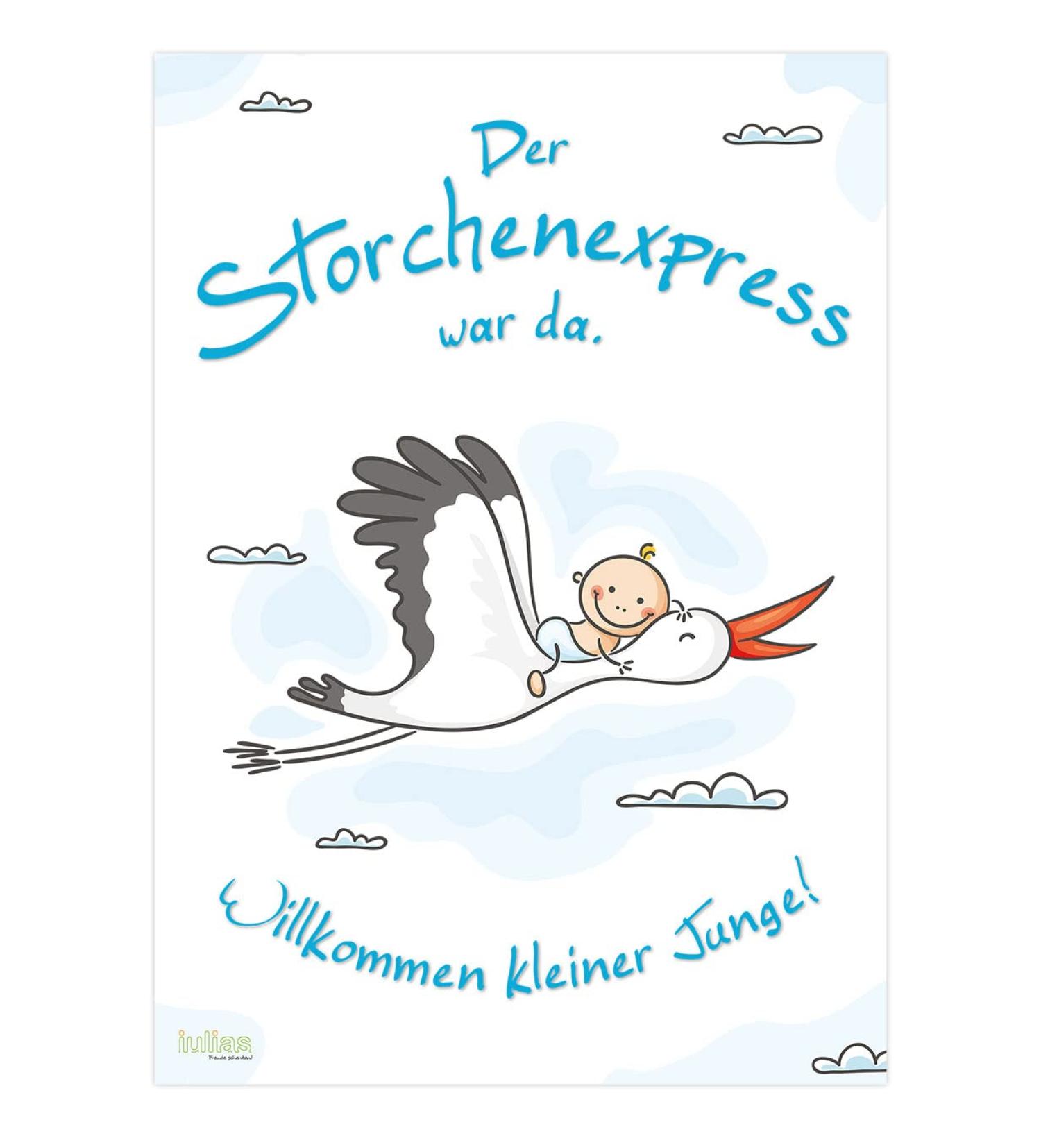 Personalized Blue Stork Birth Poster | XL A2 Welcome Home Gift for Baby Boy | Perfect Baby Shower Decoration & Keepsake - Buy Online on GoSupps.com