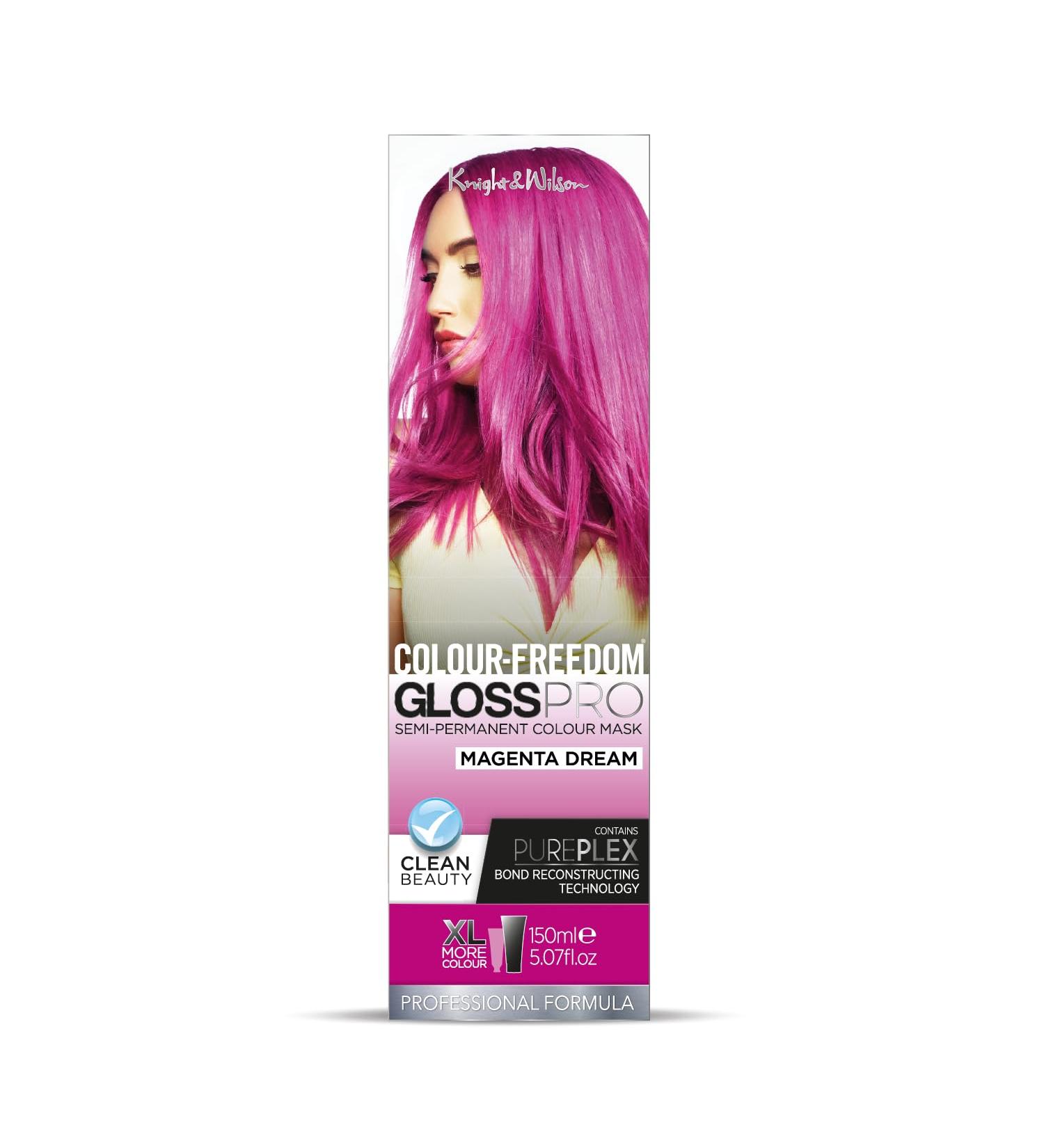 Colour-Freedom Gloss Pro Magenta Semi-Permanent Hair Colour 150ml - Vegan Colour Mask with PurePlex | Ammonia-Free, Long-Lasting Formula | Magenta Dream 150ml - Buy Online on GoSupps.com