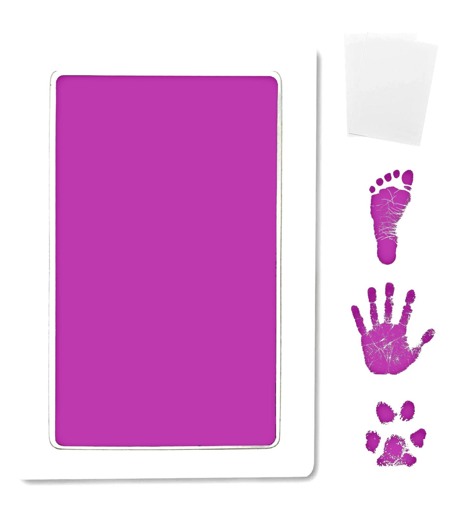 Inkless Clean-Touch Pad Kit for Baby Handprint & Pet Paw Print - Mess-Free, Smudge Resistant, Long Lasting - Baby Safe - Includes 2 Cardstock - Black & Purple - Buy Online on GoSupps.com
