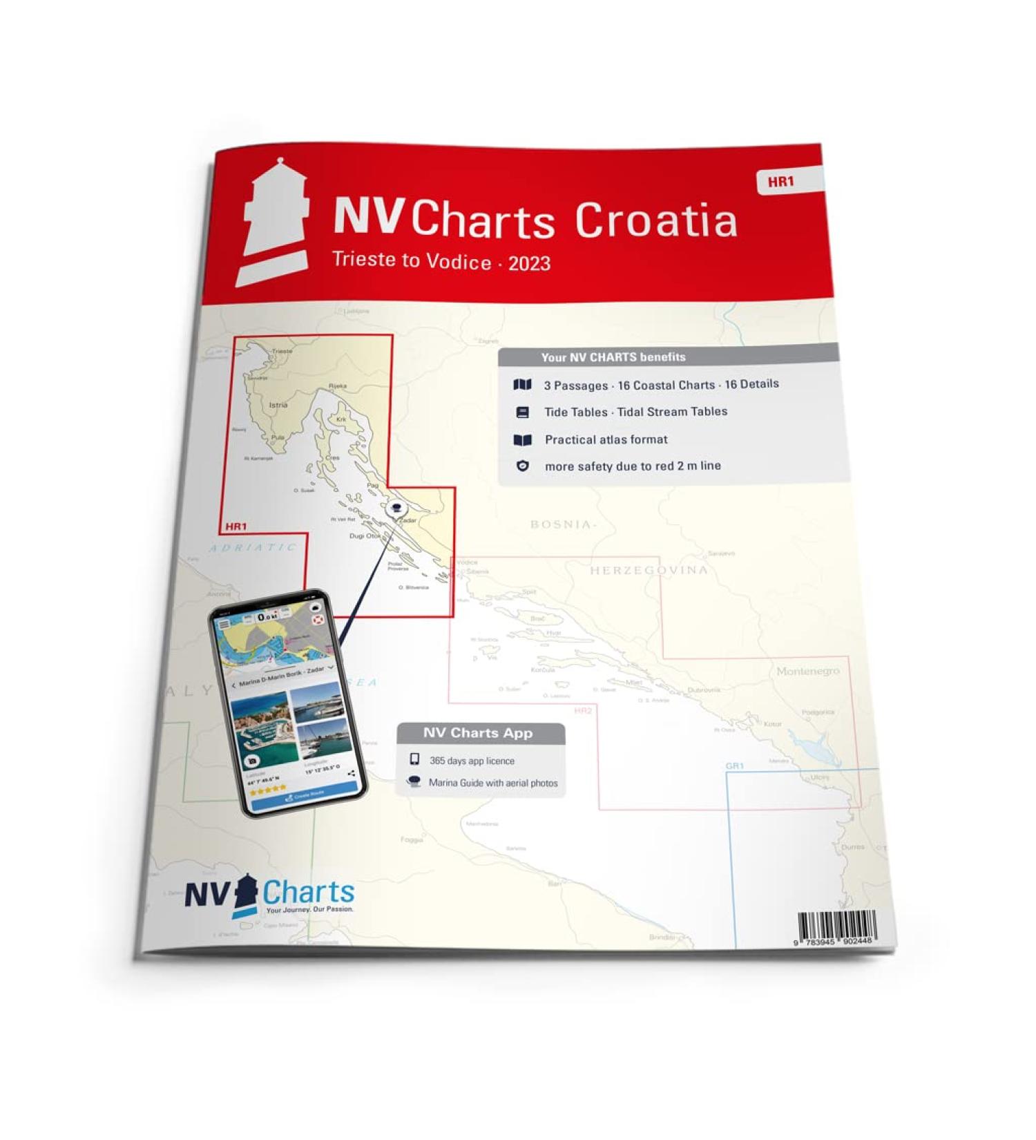 NV Atlas Croatia HR 1 with app license - nautical chart Croatia - Trieste to Vodice with Pula Rijeka and Zadar