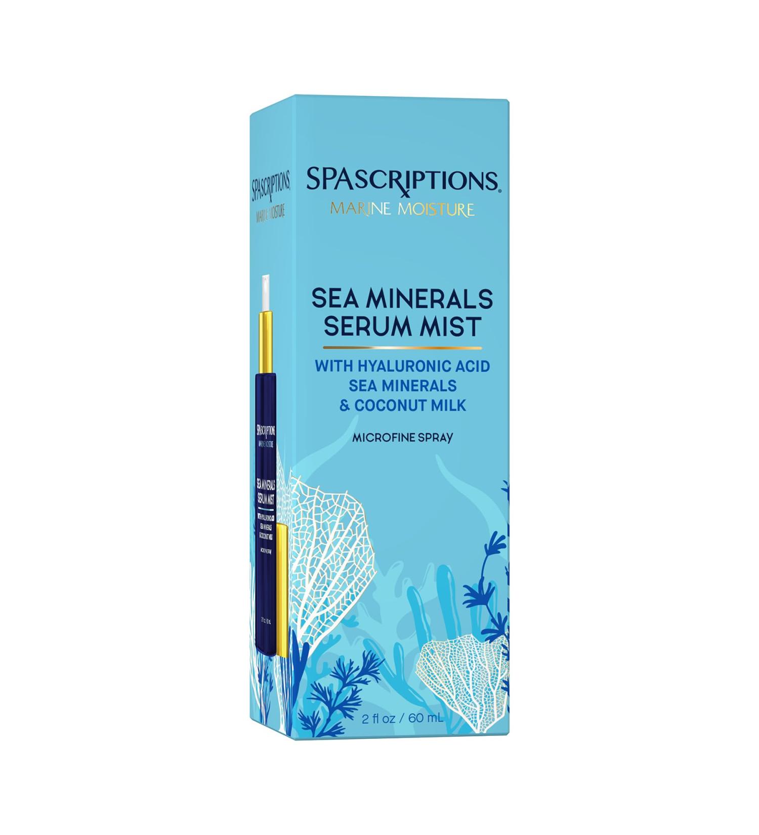 SpaScriptions Marine Moisture Sea Minerals Serum Mist - Hydrating Facial Spray with Hyaluronic Acid | 2 oz Cruelty-Free Skin Soothe & Hydration - Buy Online on GoSupps.com