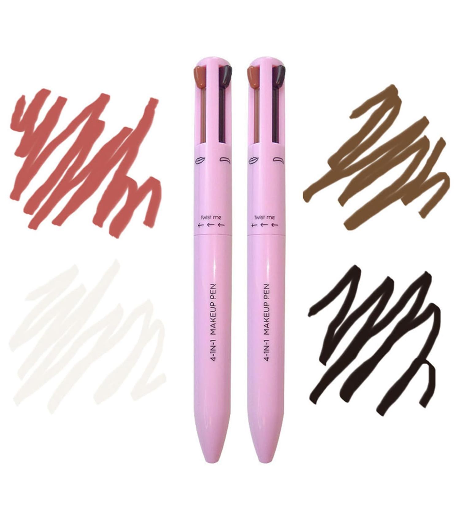 4-In-1-Make-Up-Stift Four-Color High-Gloss Lip Liner Eyeliner And Eyebrow Pencil Multi-Functional Makeup Pen Portable Makeup Pen Girls Makeup Gift (2 pcs) - Buy Online on GoSupps.com