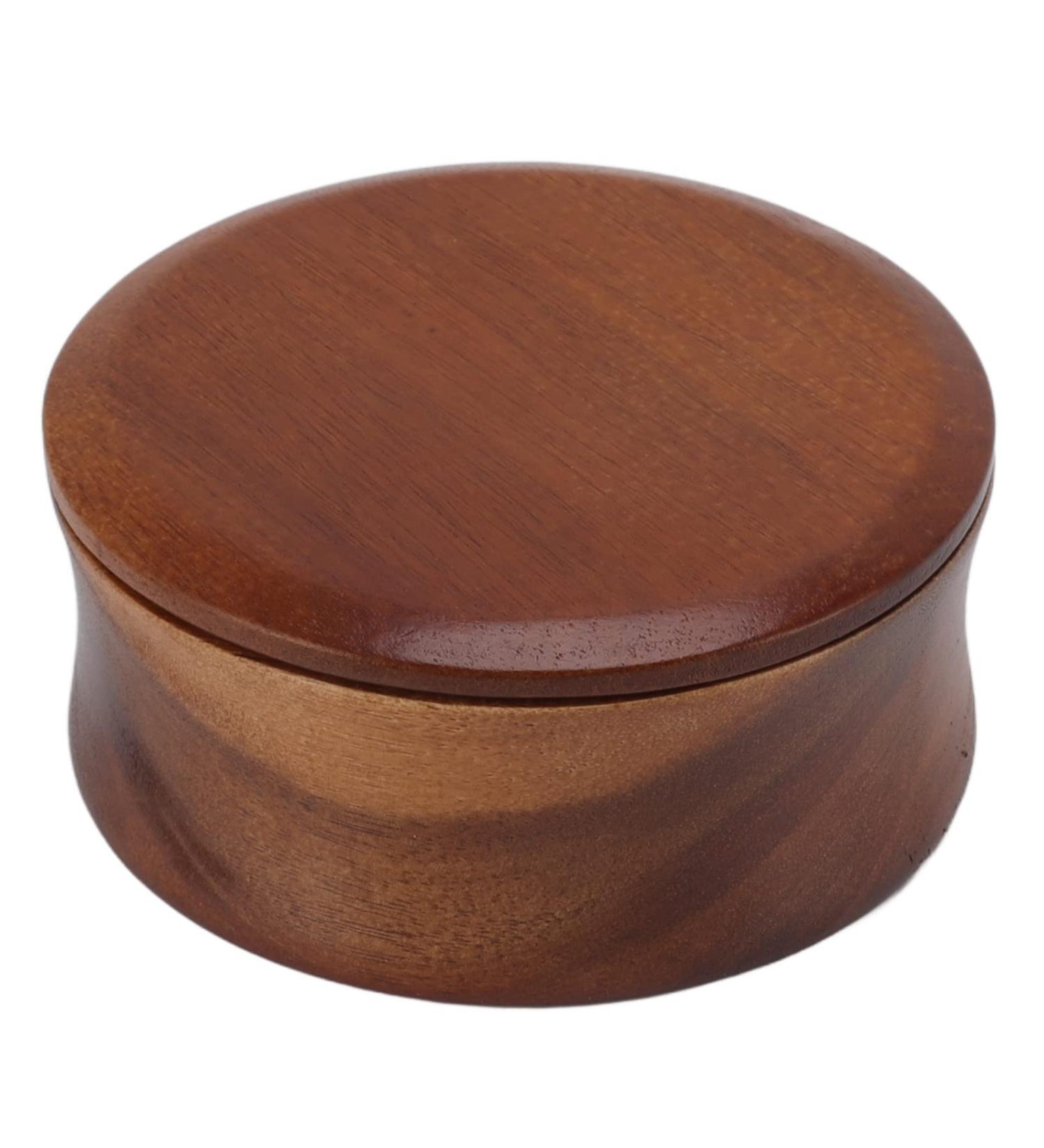 Emoshayoga Wooden Shaving Brush Bowl - Safe Maple Portable Medium Size with Lid for Hairdressing & Shaving Cream - Buy Online on GoSupps.com