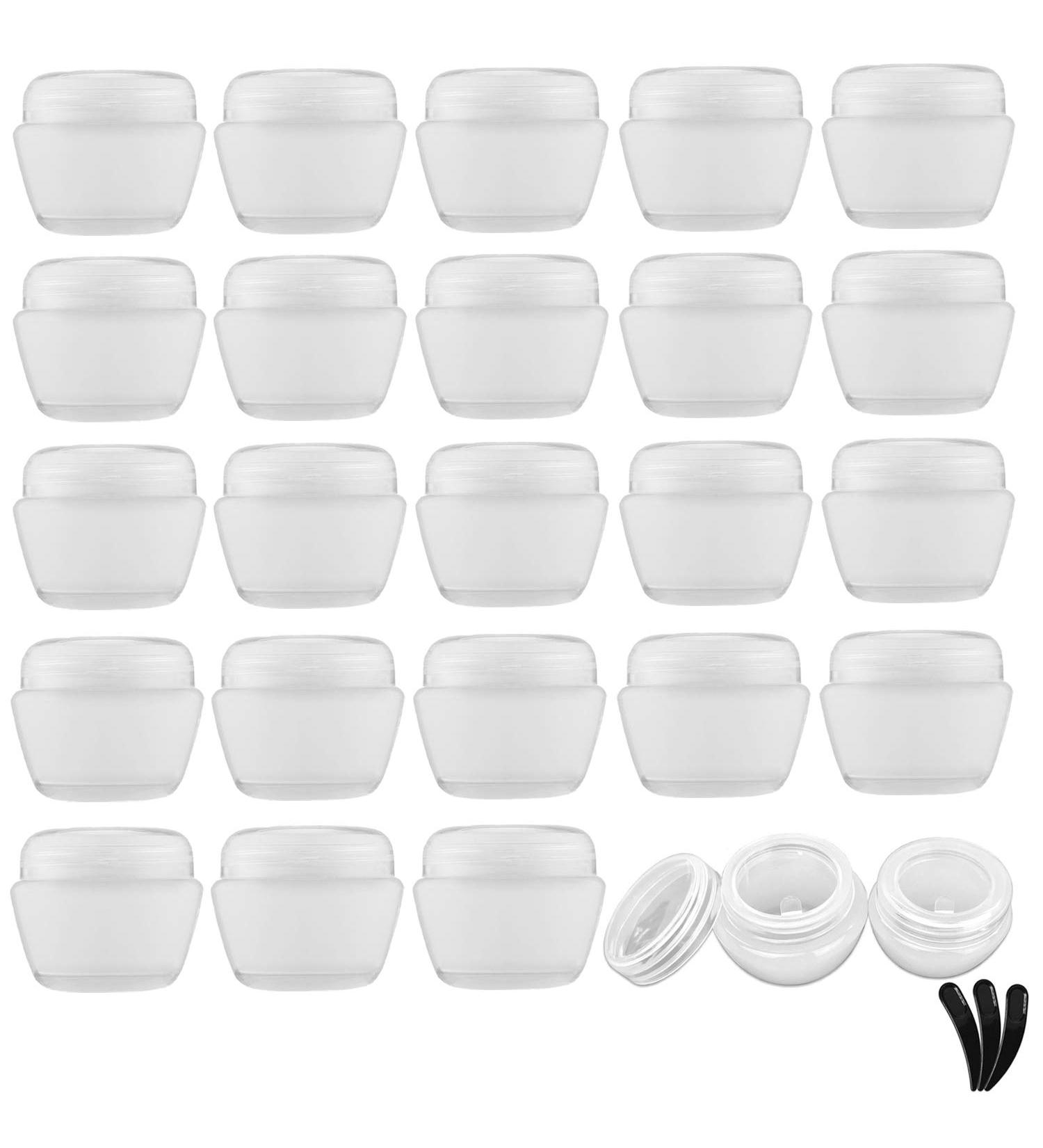 Alledomain 25 Pieces 5ml / 5g Empty Clear Cosmetic Pots with 3 Mini Spatula Plastic Refillable Travel Sample Container Jars with Lids and Inner Liners for Makeup Creams Lotions Beauty Nail - Buy Online on GoSupps.com