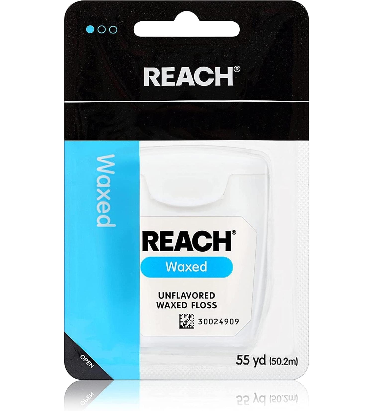 Reach Unflavored Waxed Dental Floss - ADA Accepted Oral Care 55 Yds Pack of 6 for Plaque & Food Removal - Buy Online on GoSupps.com