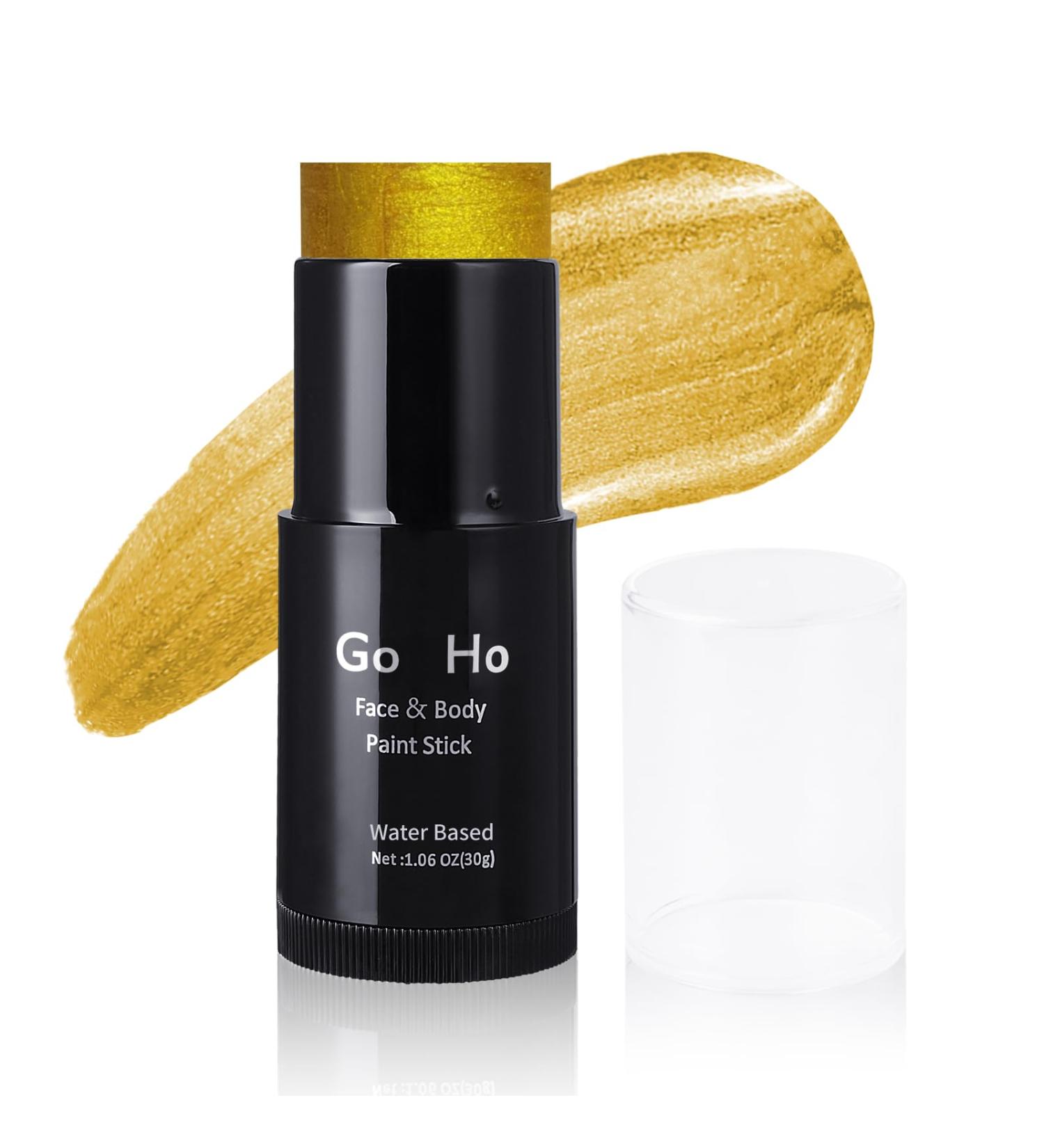 Go Ho Metallic Gold Face Paint Stick - 1.06 Oz, Washable & Non-toxic Cream Body Paint for Adults/Children, Theater, Halloween, SFX, Cosplay - Pearl Gold Finish - Buy Online on GoSupps.com
