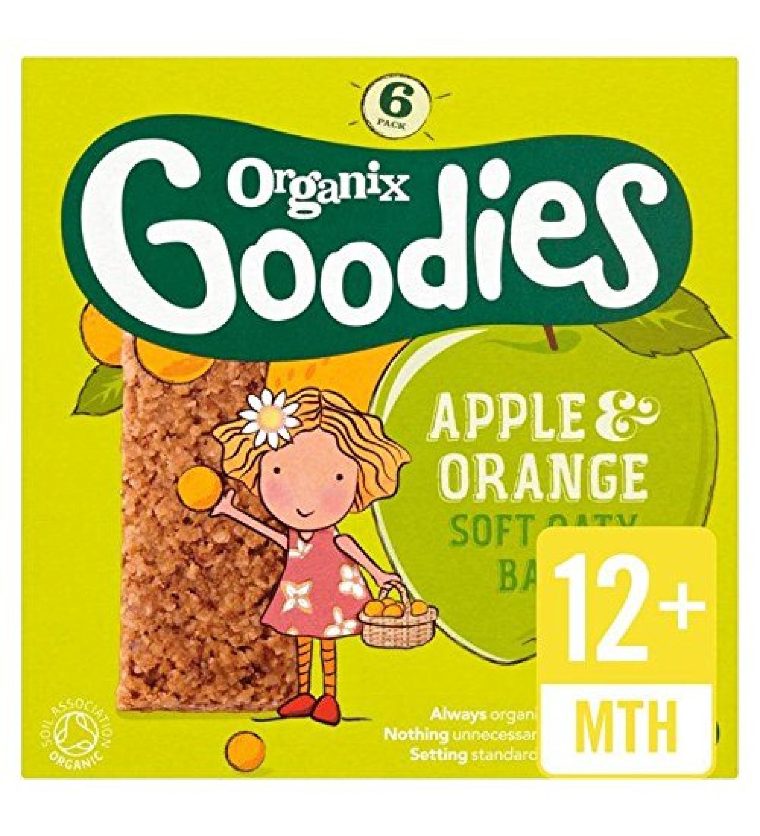 Organix Goodies Organic Apple & Orange Cereal Bars - 6 x 30g