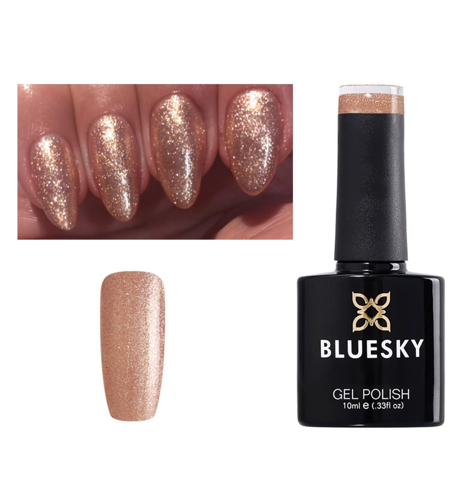 Bluesky Gel Nail Polish ROSE GOLD GLITTER Sparkle Nail Exclusive Christmas Color (Requires Drying under LED/UV Lamp)