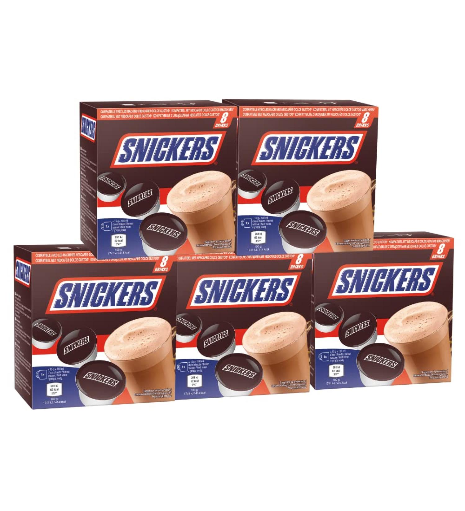 Snickers Hot Chocolate Dolce Gusto Capsules Compatibles - Boisson Chaude Originale Snickers Chocolat et Nougat aux Cacahu tes - 40 Capsules 40 Portions - Buy Online on GoSupps.com