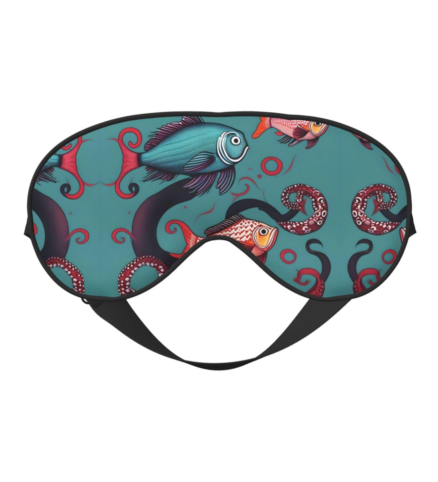 Fish & Octopus Print Double-Sided Eye Mask | Soft Light Blocking for Quality Sleep - Buy Online on GoSupps.com