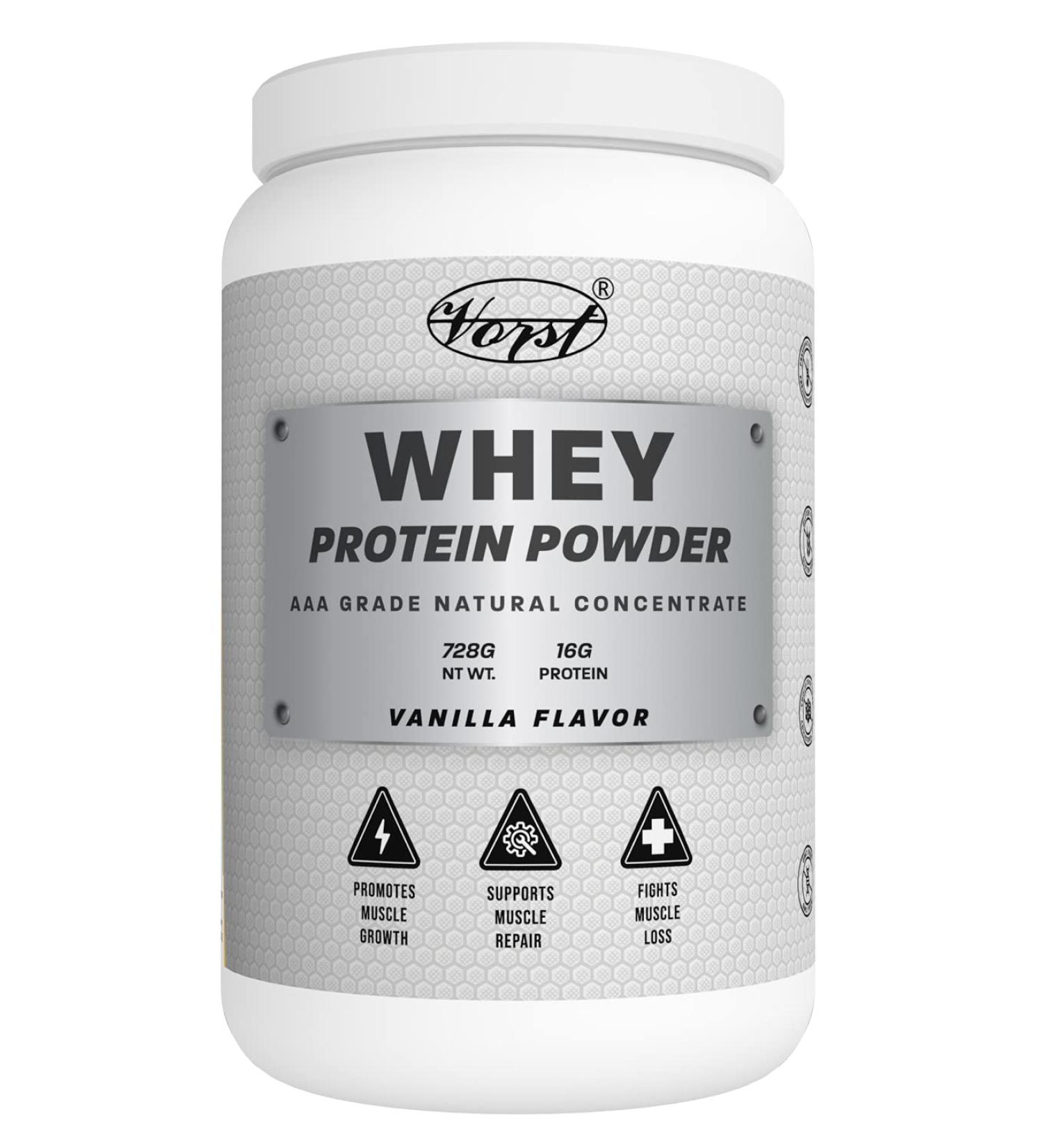 VORST Whey Protein Powder Vanilla 728g | 28 Servings | AAA Grade Concentrate Powder | No Added Sugar | 1 Jar - Buy Online on GoSupps.com