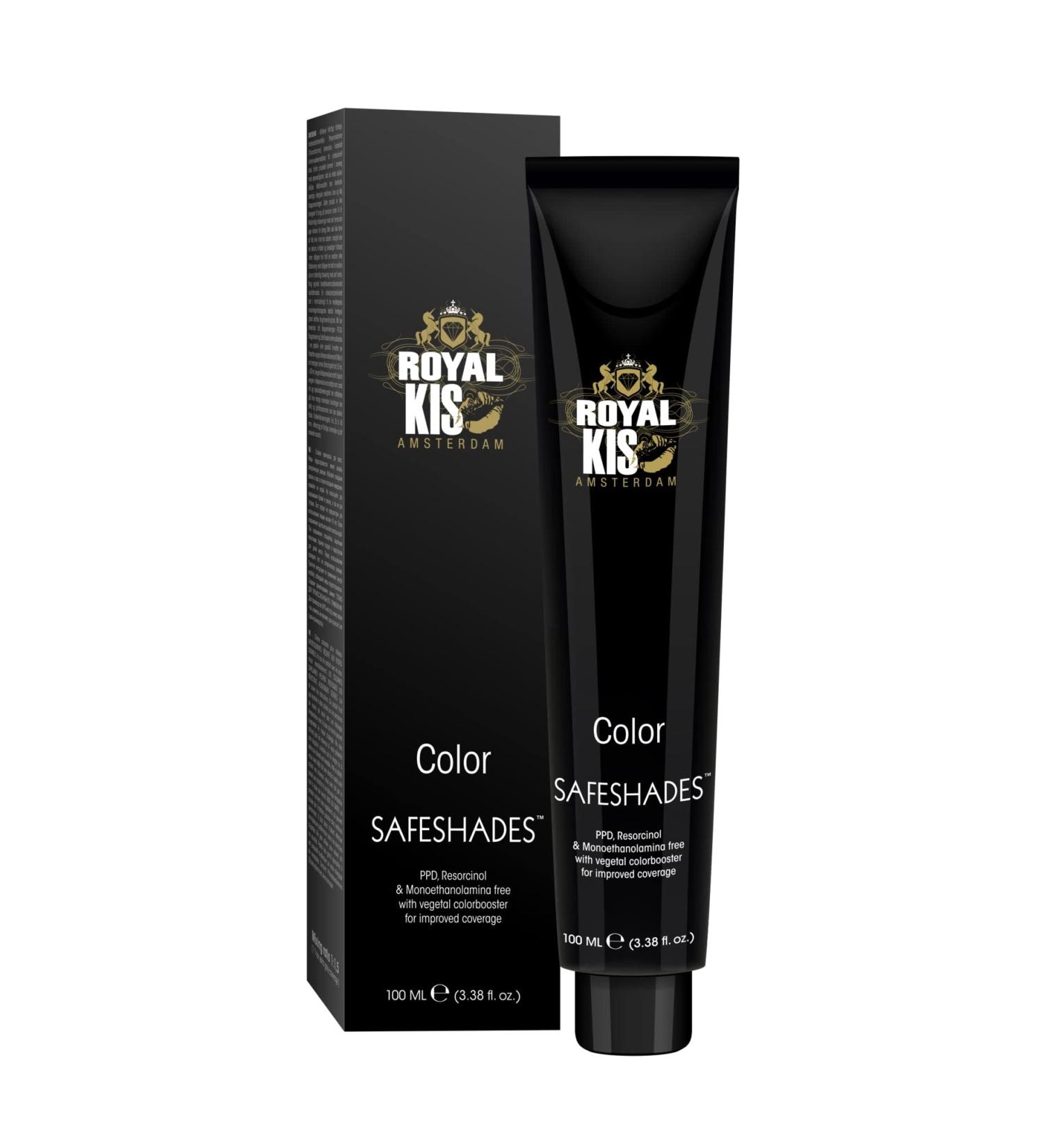 KIS Royal KIS SafeShades - Permanent Hair Cream - 100 ml - 6g - High opacity long-lasting color and naturally shiny hair - Free from PPD MEA and Resorcinol