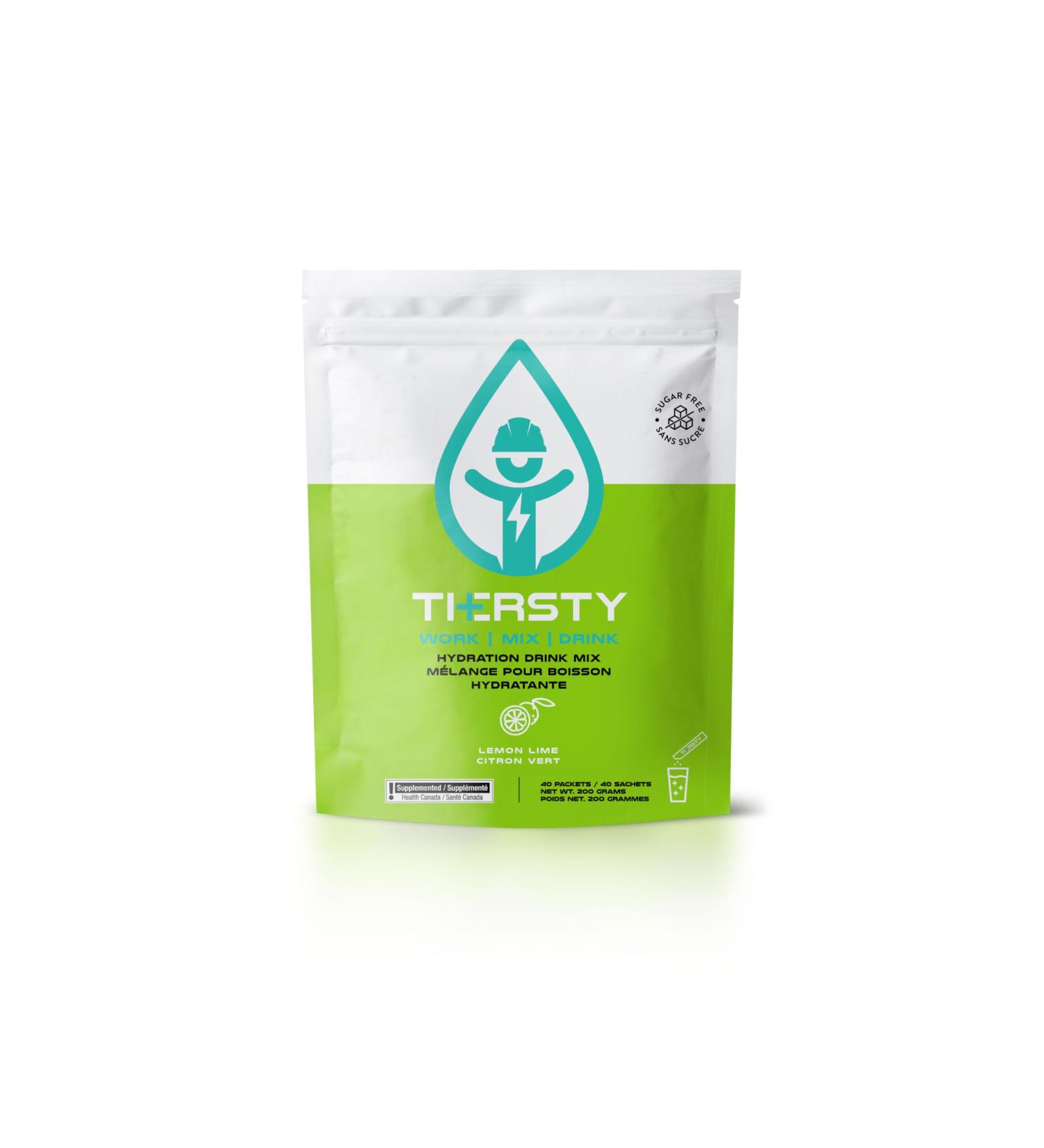 Thersty Electrolyte Powder ZERO Sugar Electrolyte Packets Designed for Rapid Hydration. All Natural Ingredients and Trusted by the World s most Demanding Insustries 40 Servings - Lemon Lime - Buy Online on GoSupps.com