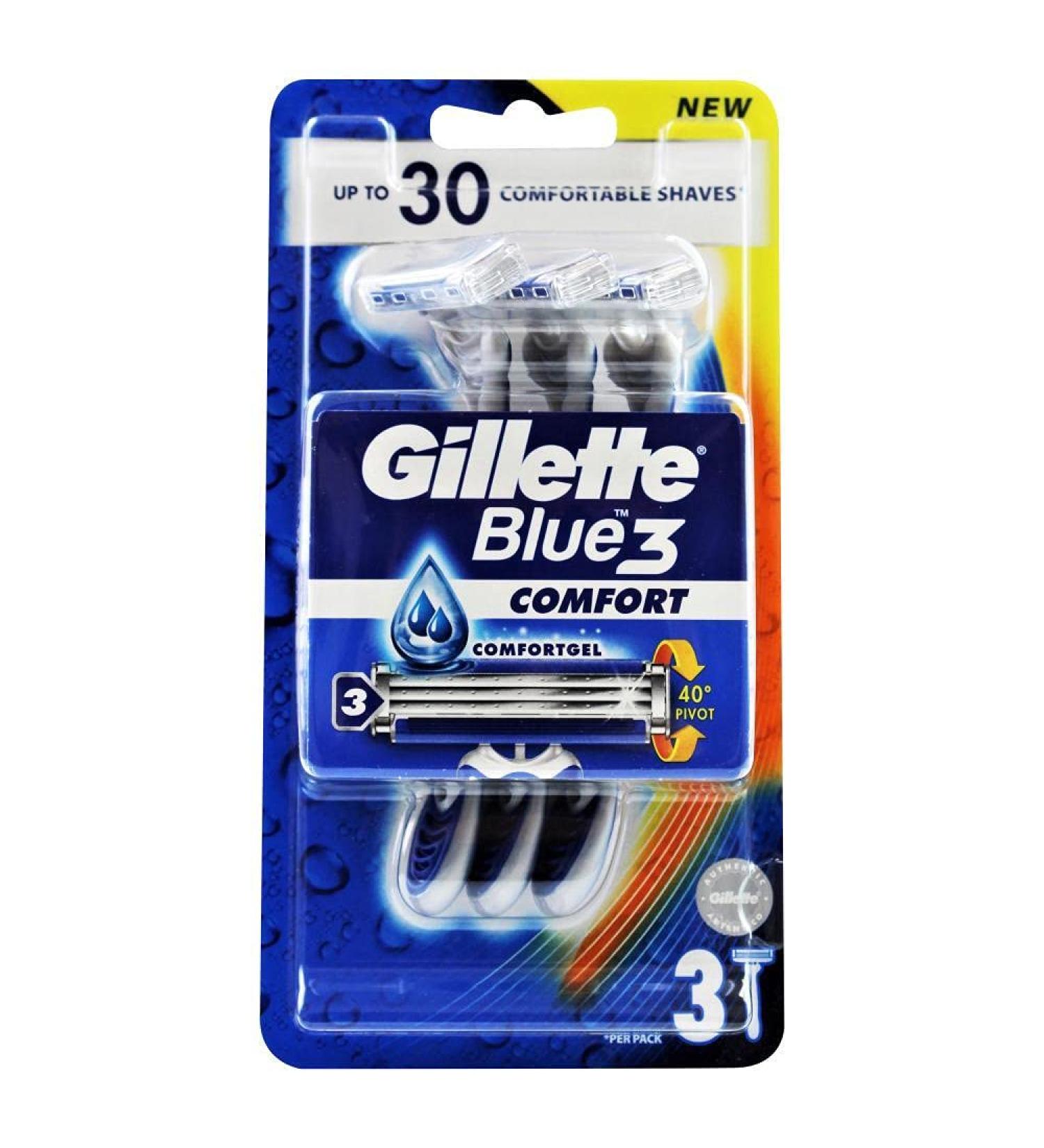 Gillette Blue 3 Disposable Razors with Aloe Lubricating Strip
