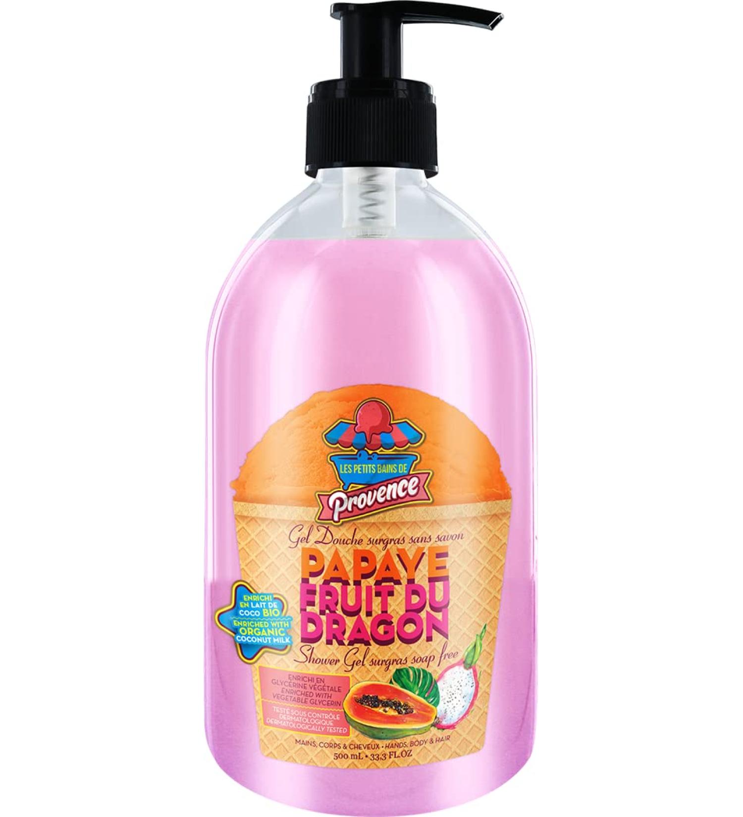 LES PETITS BAINS DE Provence Extra-rich soap-free shower gel with papaya and dragon fruit scent 500ml