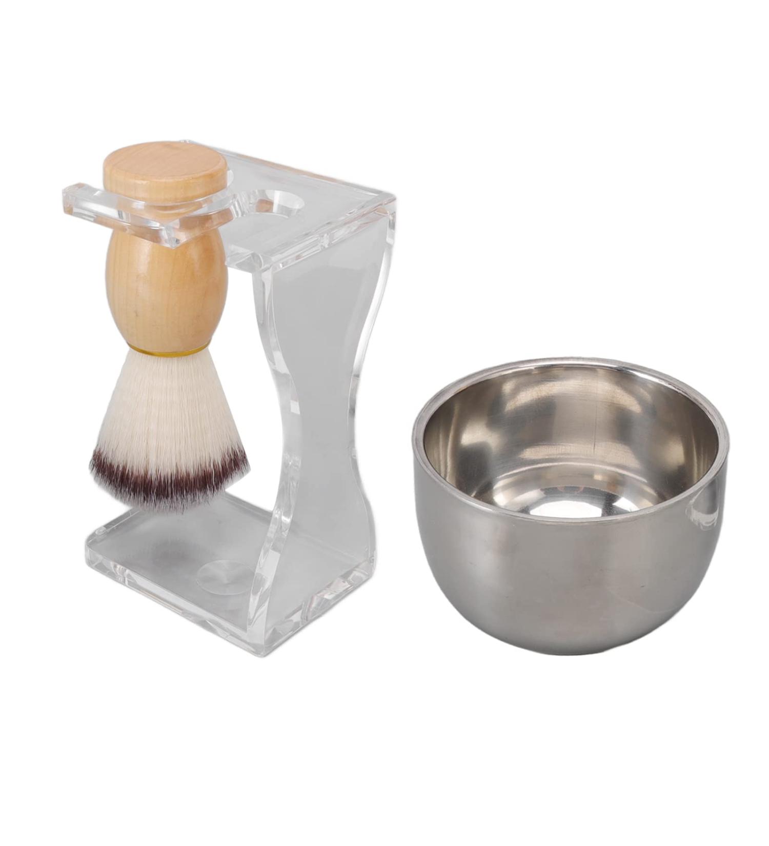DEOSDUM 3-Part Men's Shaving Brush Set - Soft Hair Razor Brush & Stainless Steel Stand for Perfect Wet Shaving - Buy Online on GoSupps.com