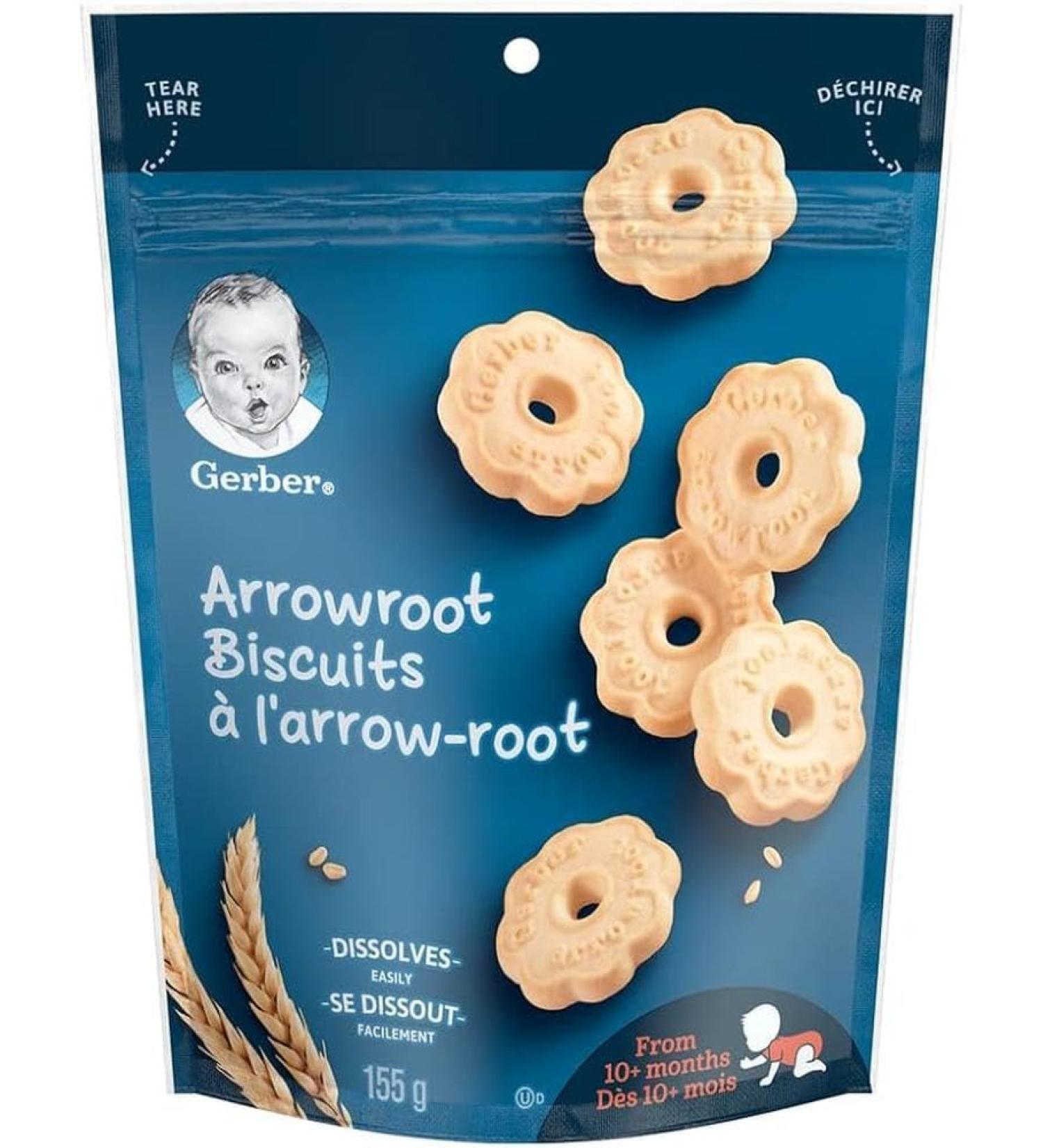 Gerber Arrowroot Biscuits Toddler Snacks 155-Gram Arrowroot 155 Gram - Buy Online on GoSupps.com