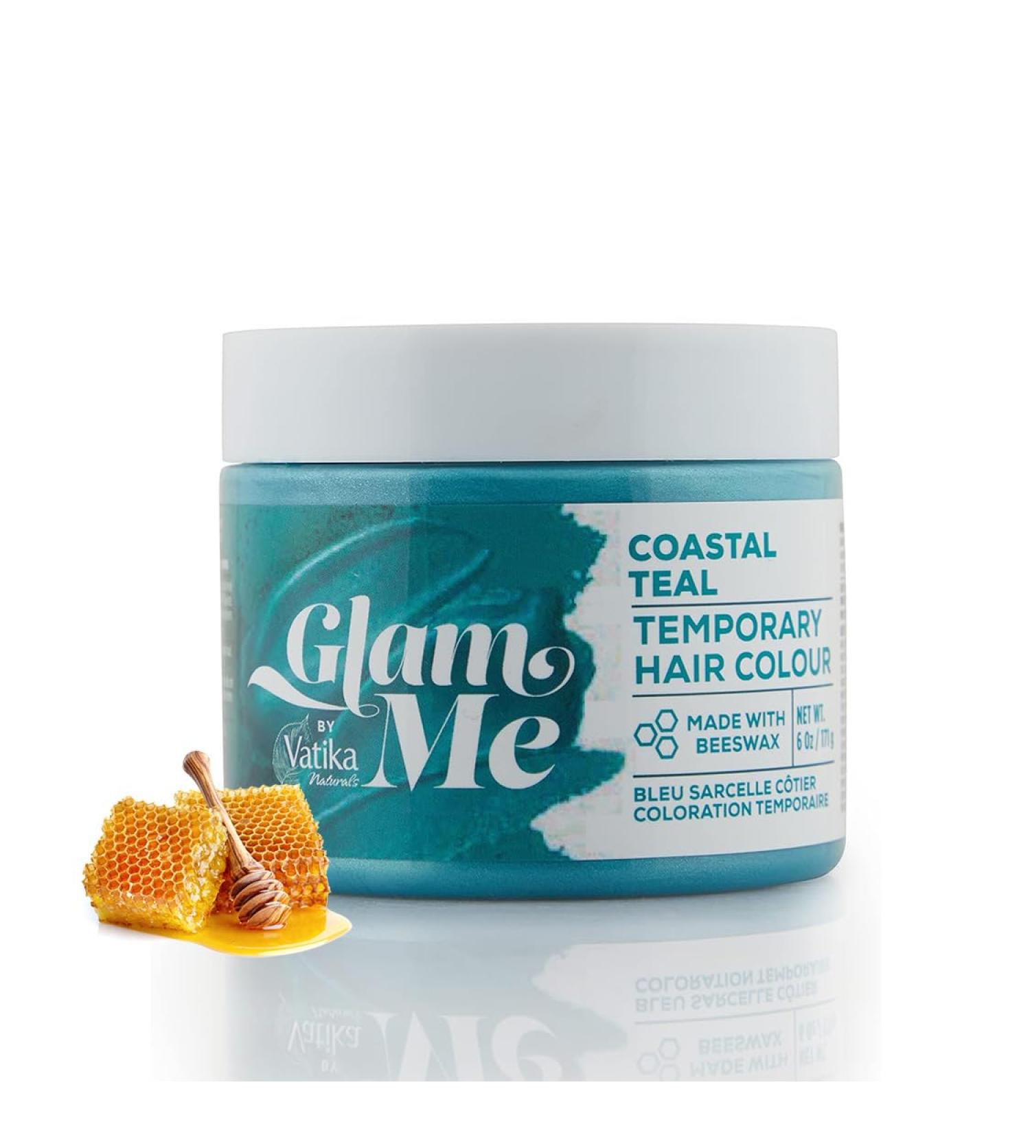 Vatika Naturals's Glam Me Coastal Teal Temporary Hair Colour - 6oz | Made With Bee Wax | Natural Hairstyle Colour | For Men & Women - Buy Online on GoSupps.com