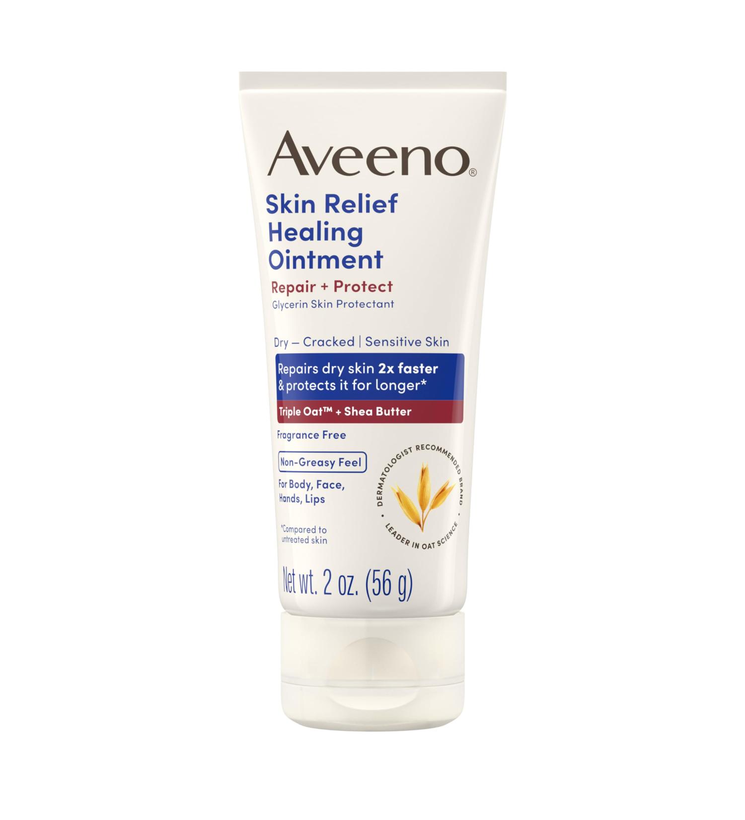 Aveeno Skin Relief Healing Ointment Repair & Protect Extra Dry Cracked Skin Glycerin Protectant with Triple Oat & Shea Butter Fragrance-Free & Non-Greasy Feel Travel Size 2.0 oz 2 Ounce (Pack of 1) - Buy Online on GoSupps.com