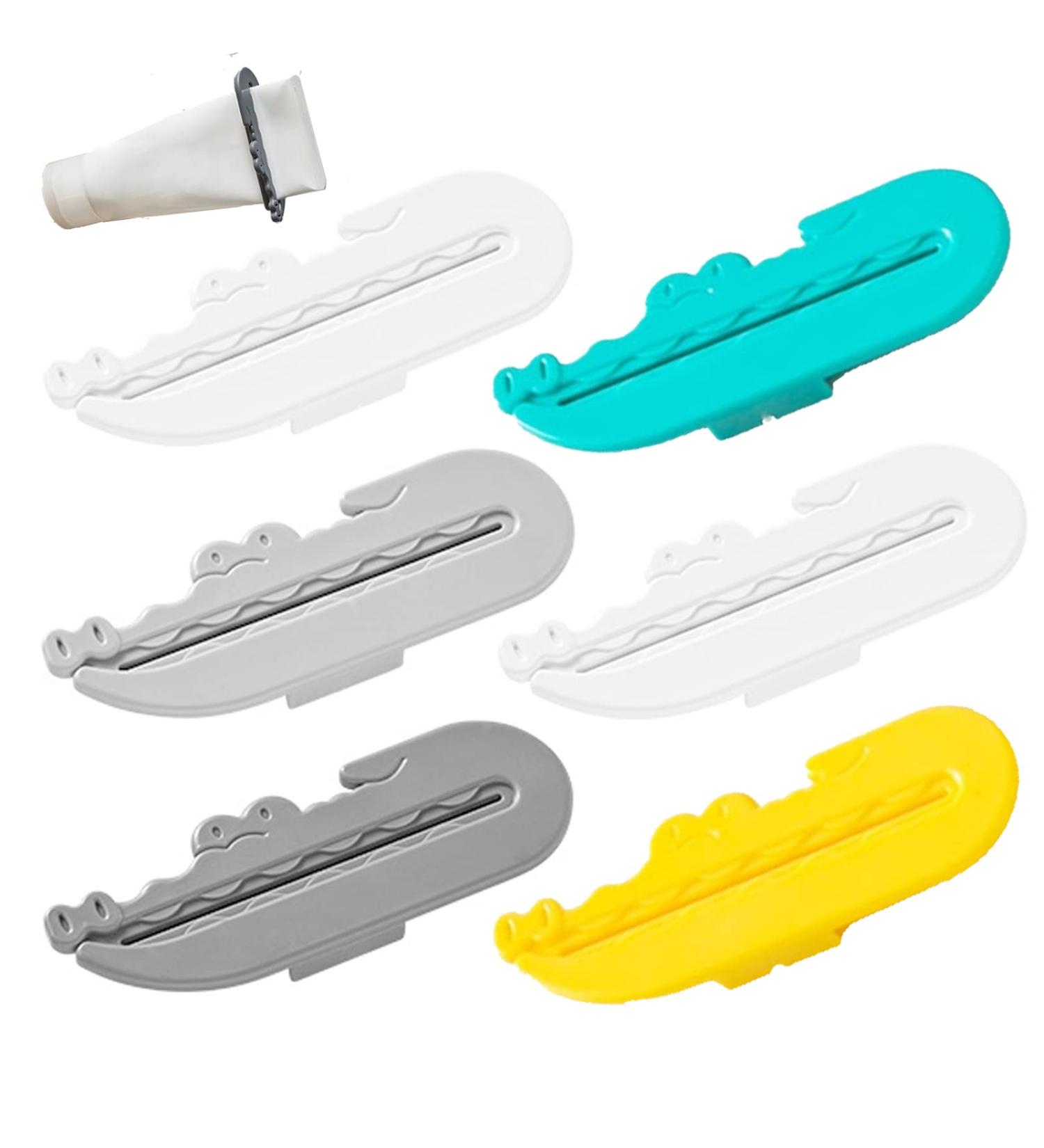 6-Piece Toothpaste Tube Squeezer Dispenser Set - Save Toothpaste & Creams - Gray, Black, Green, Yellow, White - Buy Online on GoSupps.com
