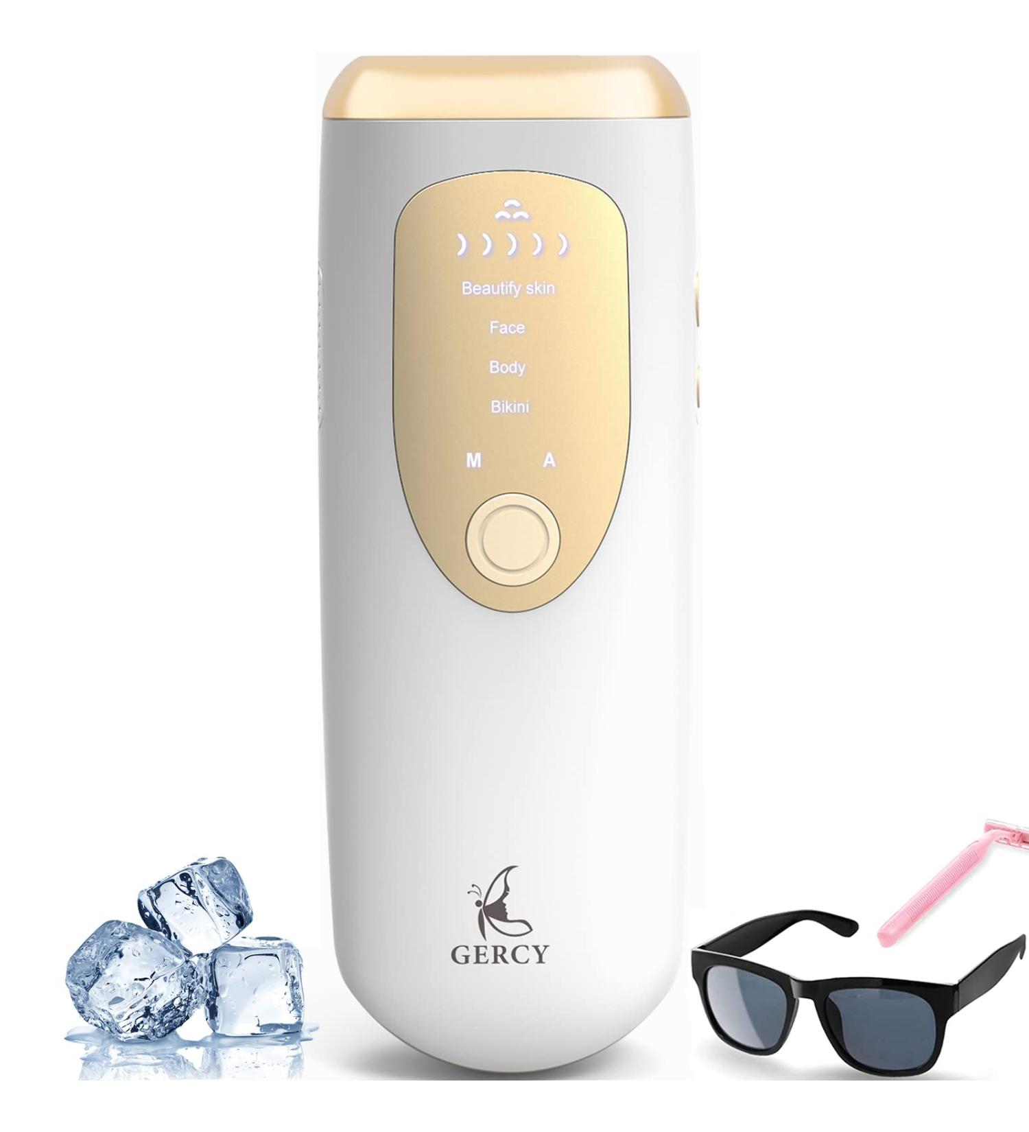Gercy Laser Hair Removal for Women - 999,999 Flashes, Painless IPL Device for Face, Body, Bikini - 5 Energy Levels, 6 Flash Modes - White - Buy Online on GoSupps.com