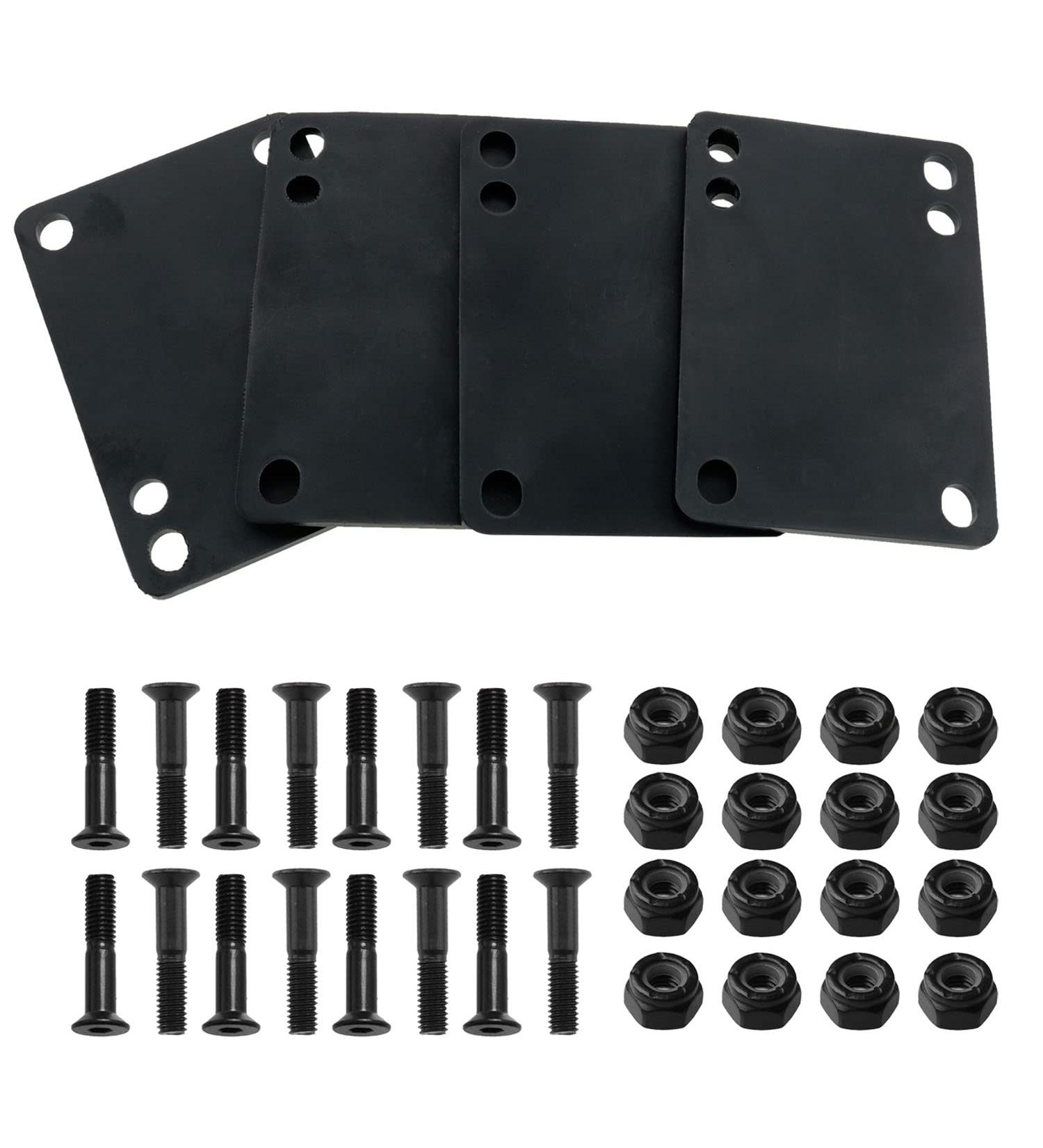 CSNSD Skateboard Riser 4 Set 3mm (1/8 Inch) Black Longboard and Skateboard Shock Pads - 78x55mm Soft Rise Pads - Buy Online on GoSupps.com