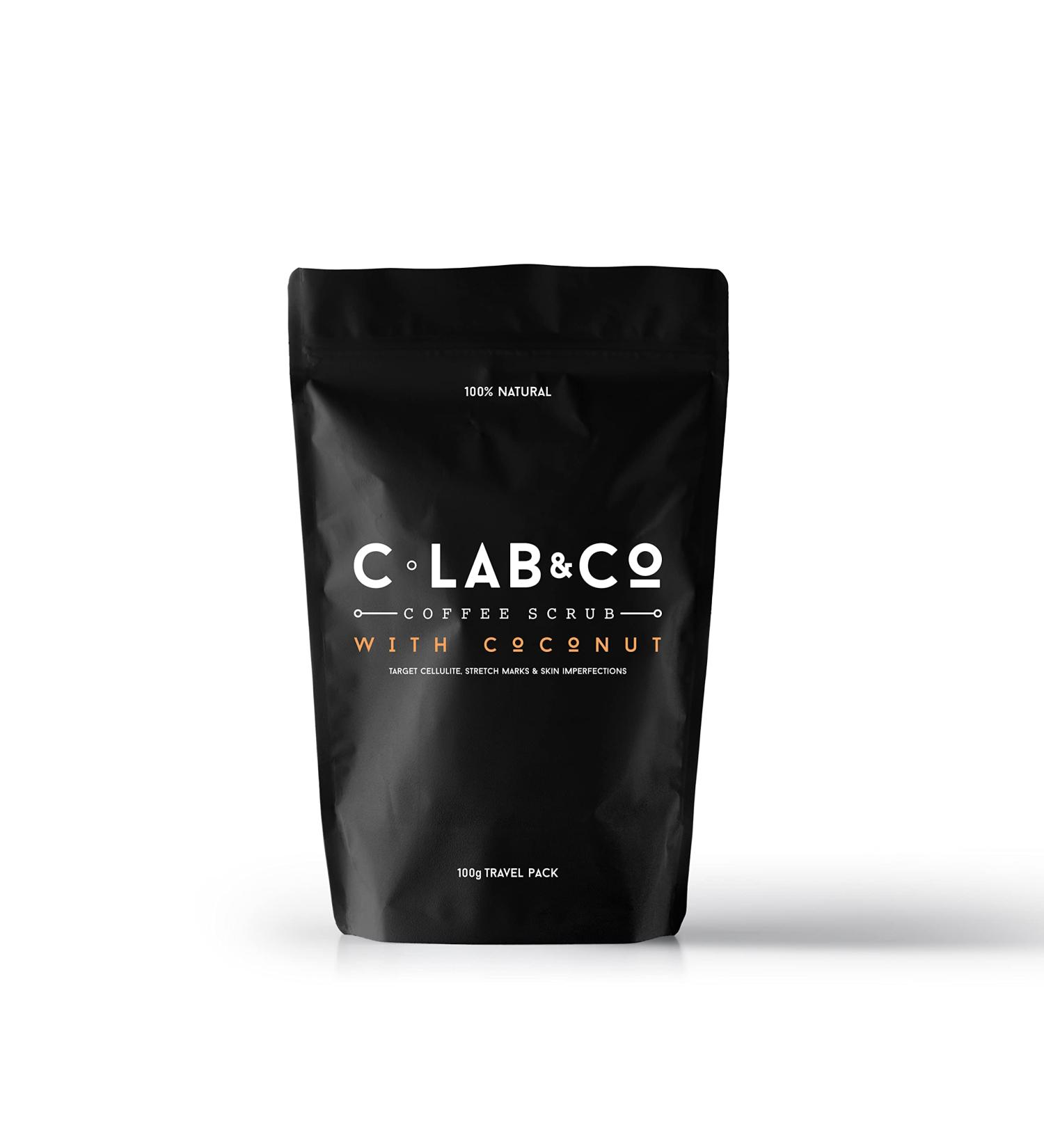 C Lab & Co Skin Firming Arabica Coffee with Coconut Scrub Travel Size Bag Made with Arabica Coffee Beans with Vitamin E and Sweet Almond Oil Suitable for Face and Body 100g - Buy Online on GoSupps.com