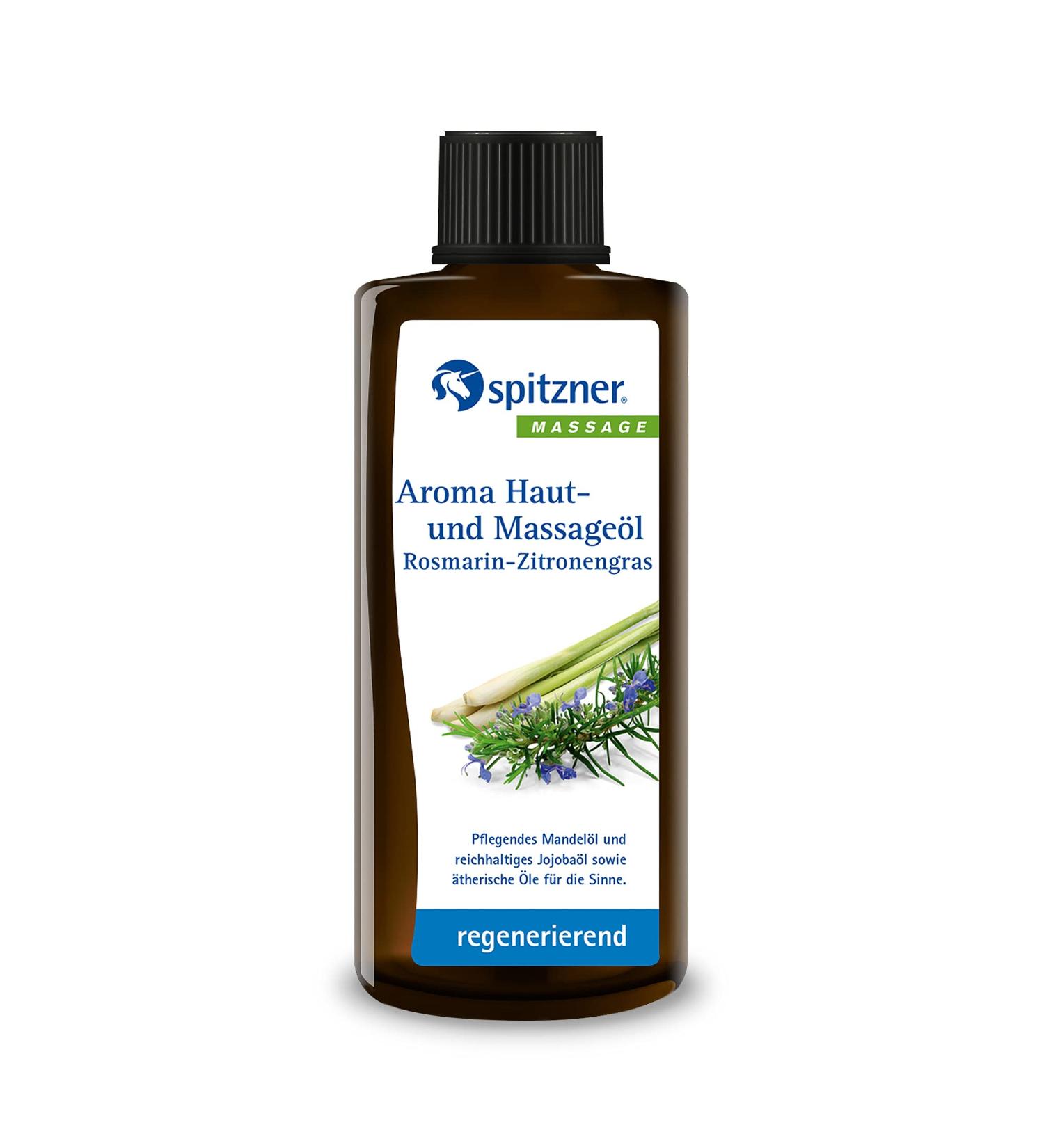 Buy Spitzner Aroma Skin & Massage Oil - Rosemary Lemongrass (190 ml) | Regenerating Massage Oil with Jojoba & Almond Oil - Preservative-Free - Shop Internationally - Buy Online on GoSupps.com
