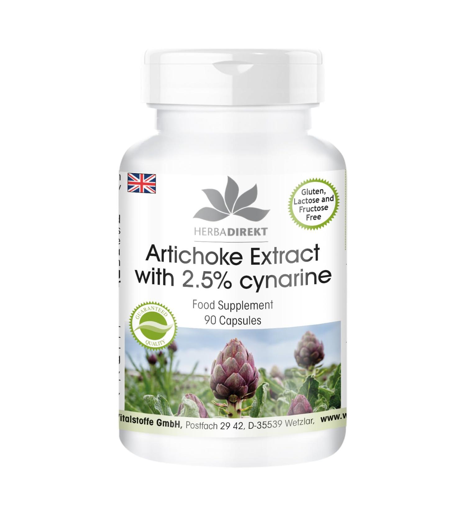 Herbadirekt Artichoke Extract 2.5% Cynarin 90 Capsules - Vegan | Warnke Vitalstoffe - Buy Online on GoSupps.com