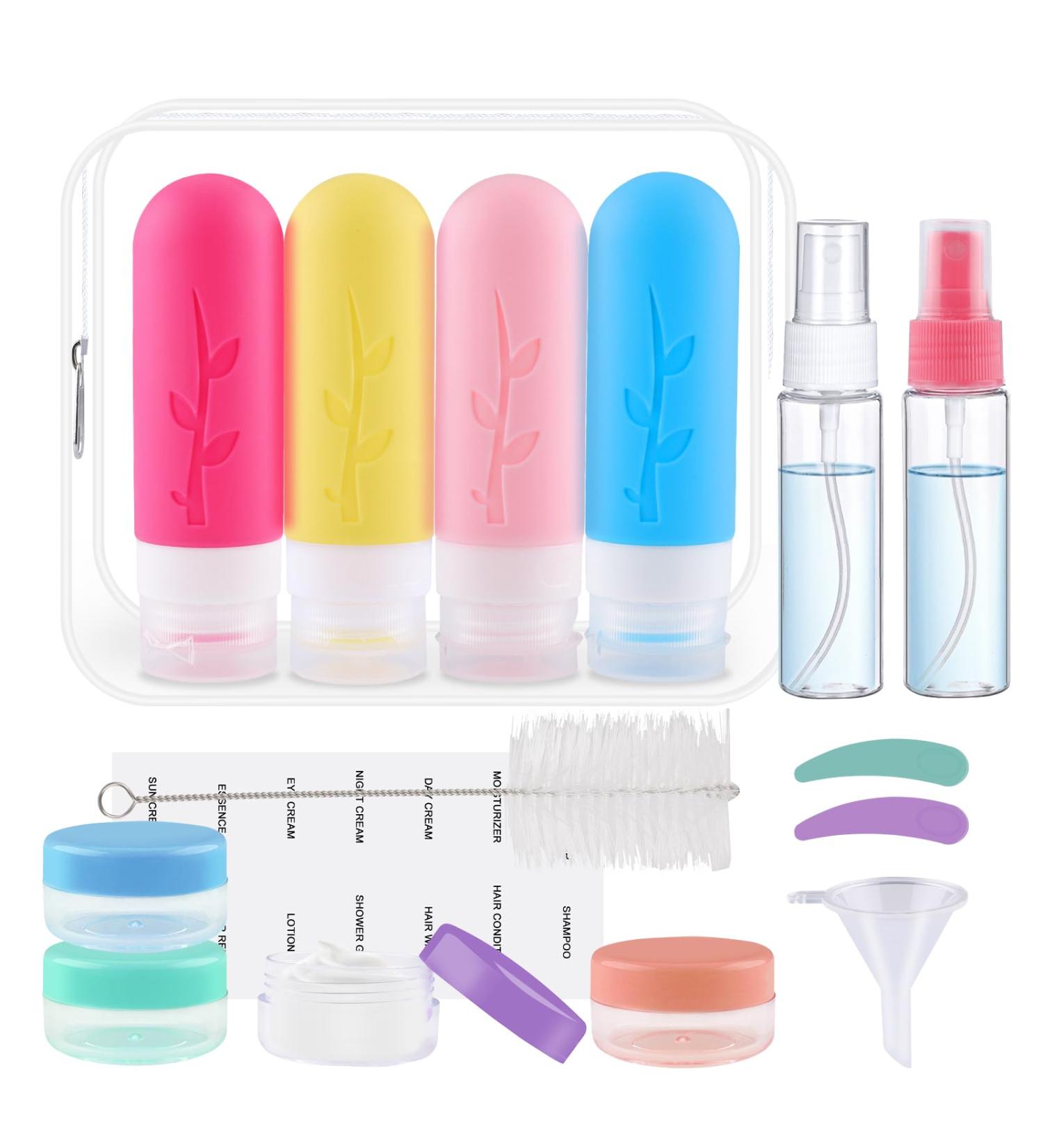 Vexillic 16-Piece Silicone Travel Bottles Set - 90ml BPA-Free Bottles for Shampoo Cream & Shower Gel - Perfect for International Travel - Buy Online on GoSupps.com