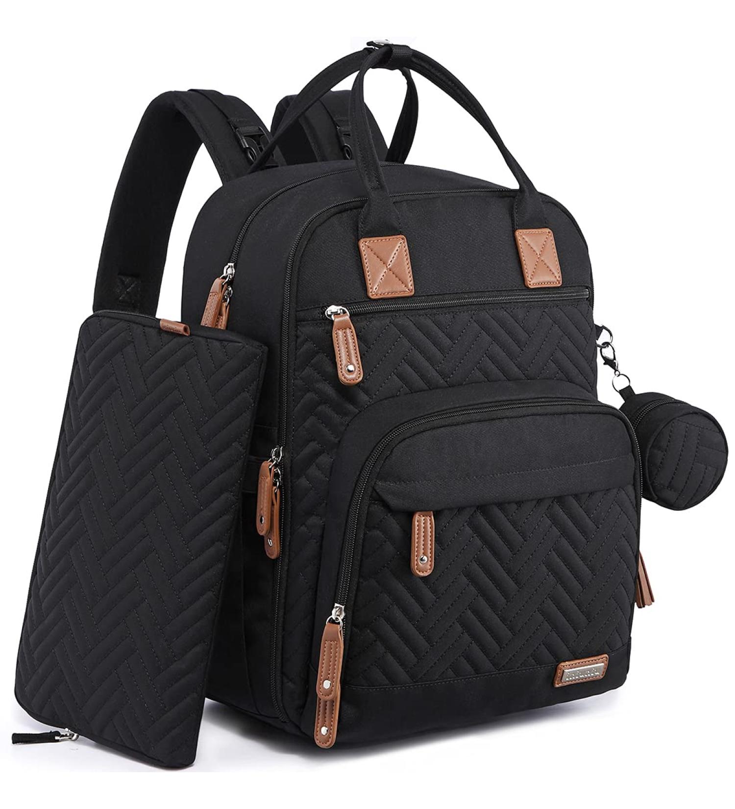 Iniuniu Baby Diaper Backpack - Large Multifunctional Diaper Bag with Changing Pad & Pacifier Holder - Stylish & Practical for Moms & Dads - Black - Buy Online on GoSupps.com