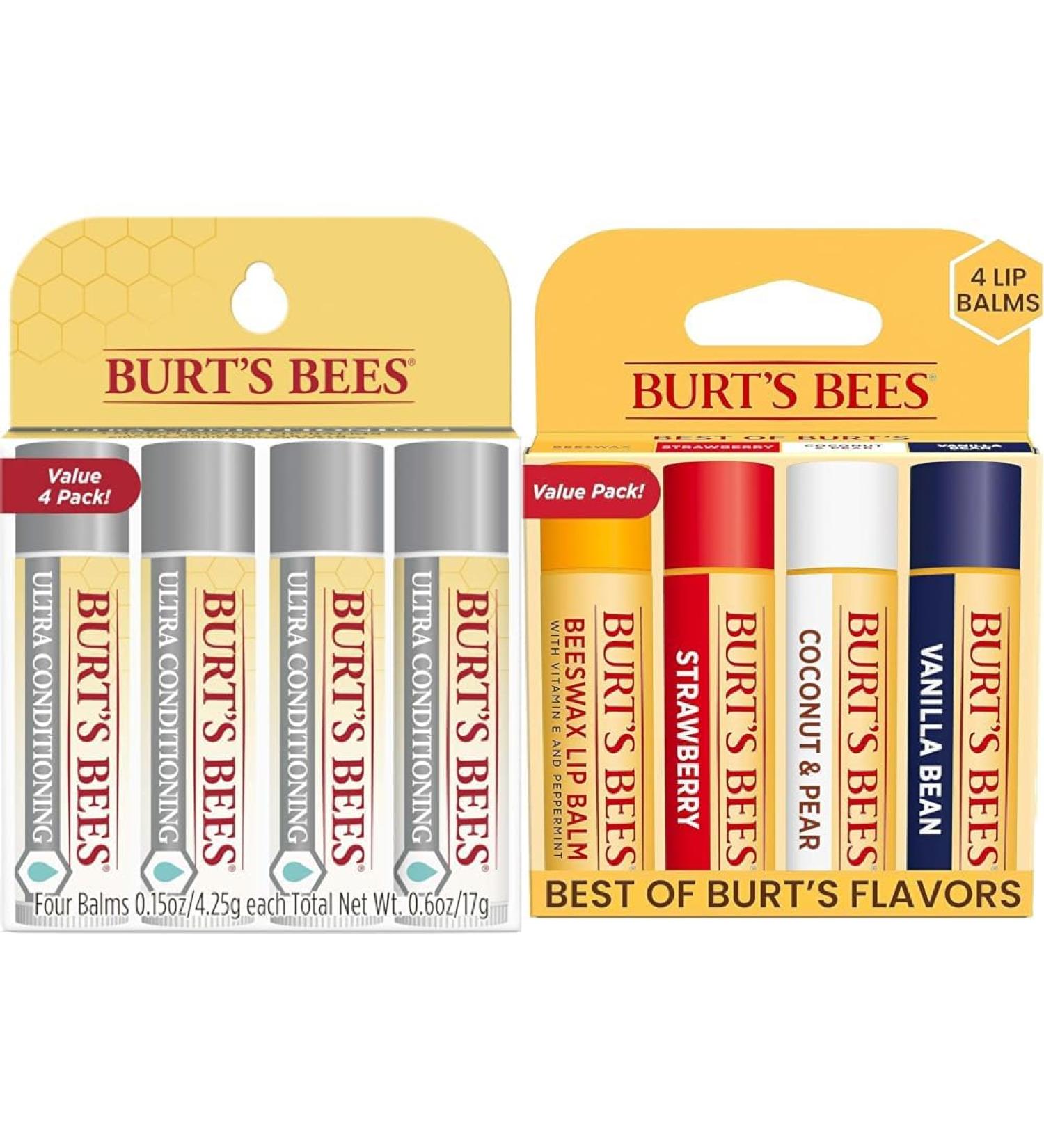 Burt's Bees Ultra Conditioning Moisturizing Lip Balm Lip Moisturizer Rich in Oils & Beeswax Strawberry Coconut and Pear and Vanilla Bean Lip Balm Pack With Responsibly Sourced Beeswax - Buy Online on GoSupps.com