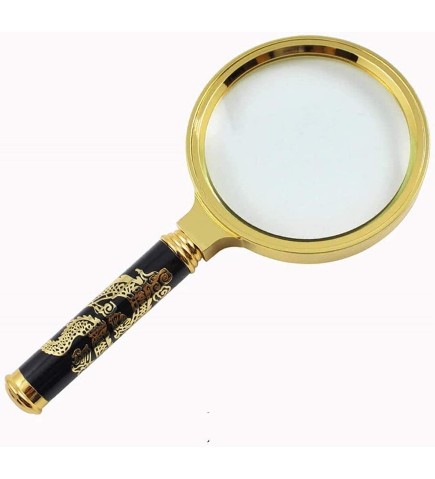 Professional ES Vision aids 90mm Large Detachable Yellow High-end Carved Dragon Magnifying Mirror Hand-held Stationery Office Supplies Full of Stars - Buy Online on GoSupps.com