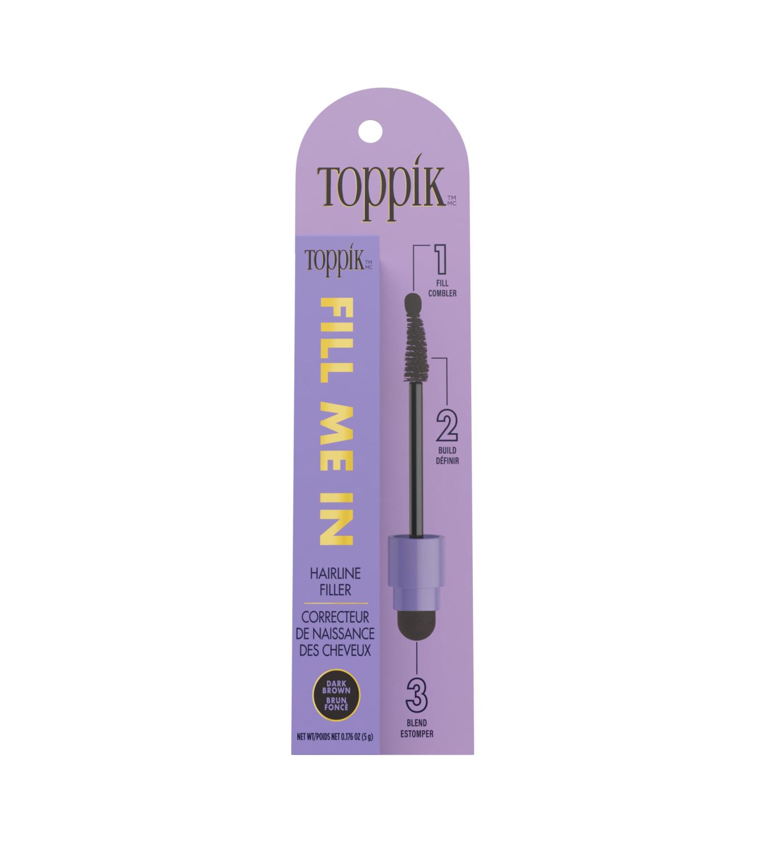 Toppik Fill Me In Hairline Filler - Dark Brown Hair Color Root Touchup & Fibers Wand for Thinning Hair - 0.176 oz (5 g) - International Shipping Available - Buy Online on GoSupps.com