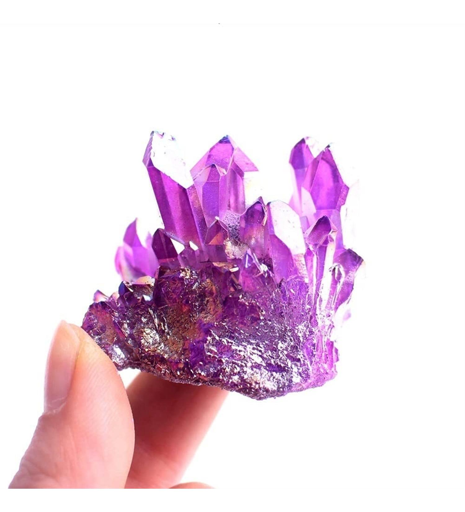 Stone 1pc New Purple Electroplated Crystal Quartz Specimen Electroplating Crystal Clusters Decoration Gift Balance Gemstone Decoration Crystal Cluster (Color : 50-60g Purple) - Buy Online on GoSupps.com