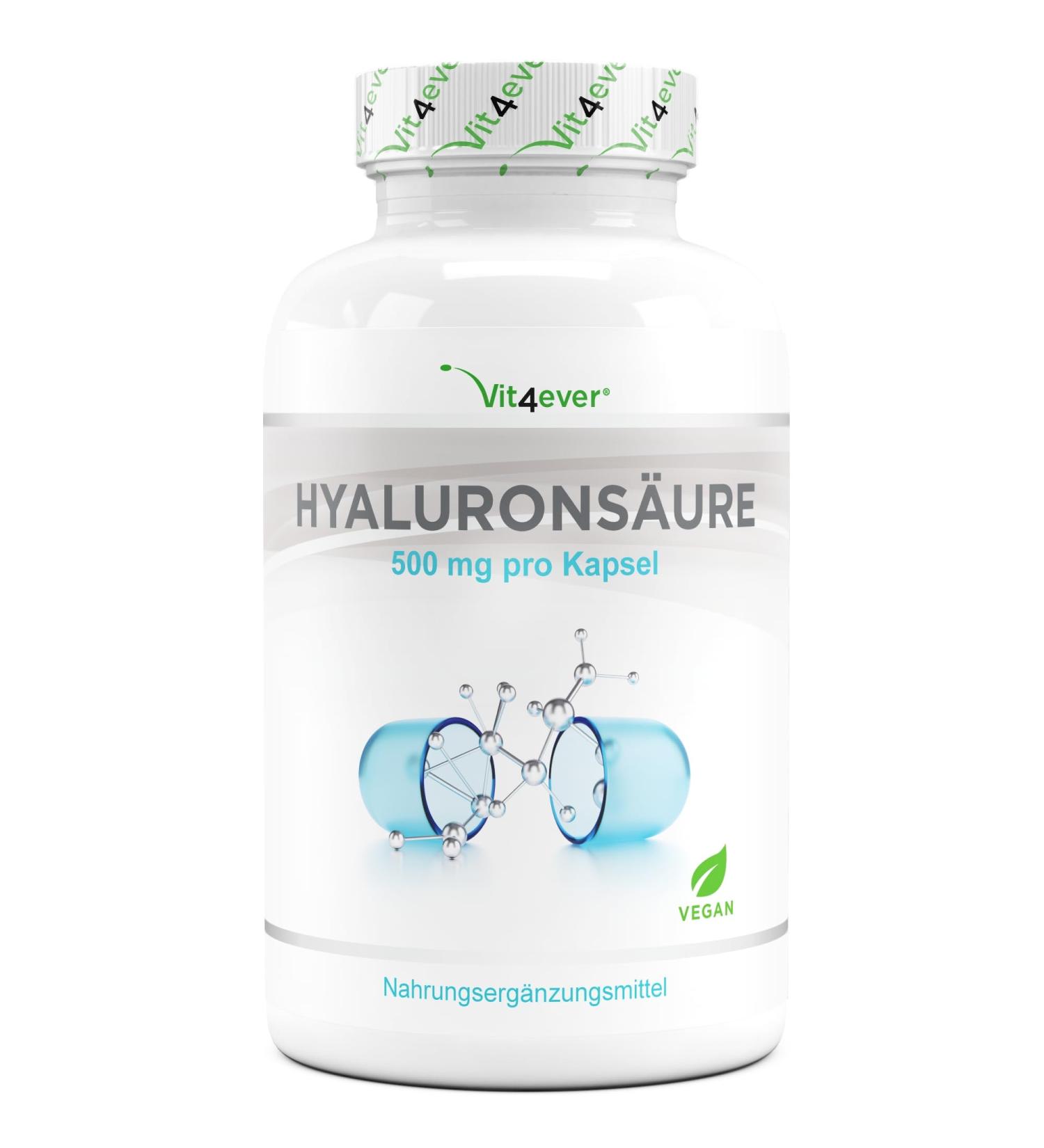 Hyaluronic Acid 120 Capsules - High Dose 500mg - Vegan & Plant-Based - Laboratory Tested - International Shipping Available - Buy Online on GoSupps.com
