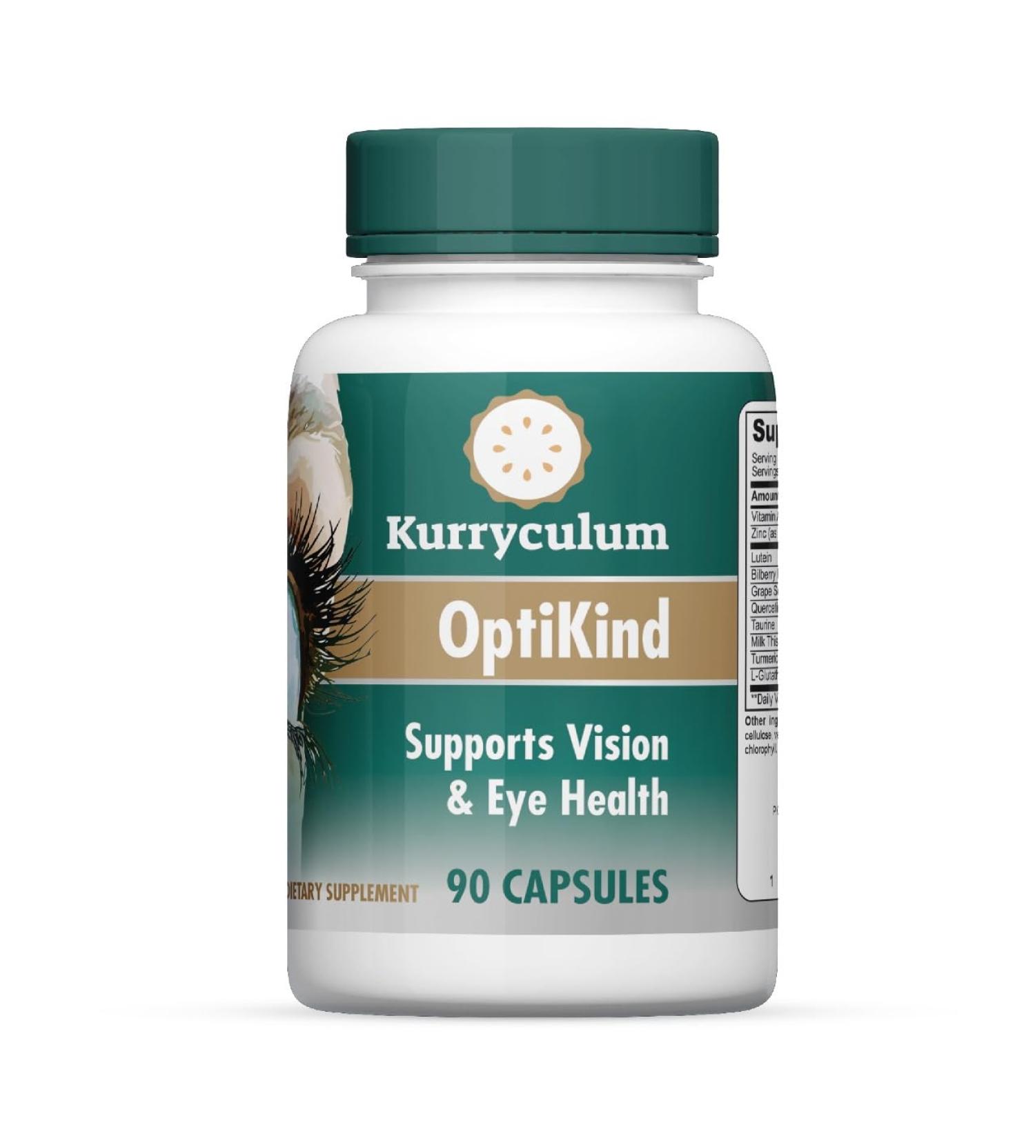 Kurryculum OptiKind Eye Health Supplement - Vision Support Vitamins with Lutein & Zeaxanthin - 90 Capsules - Buy Online on GoSupps.com