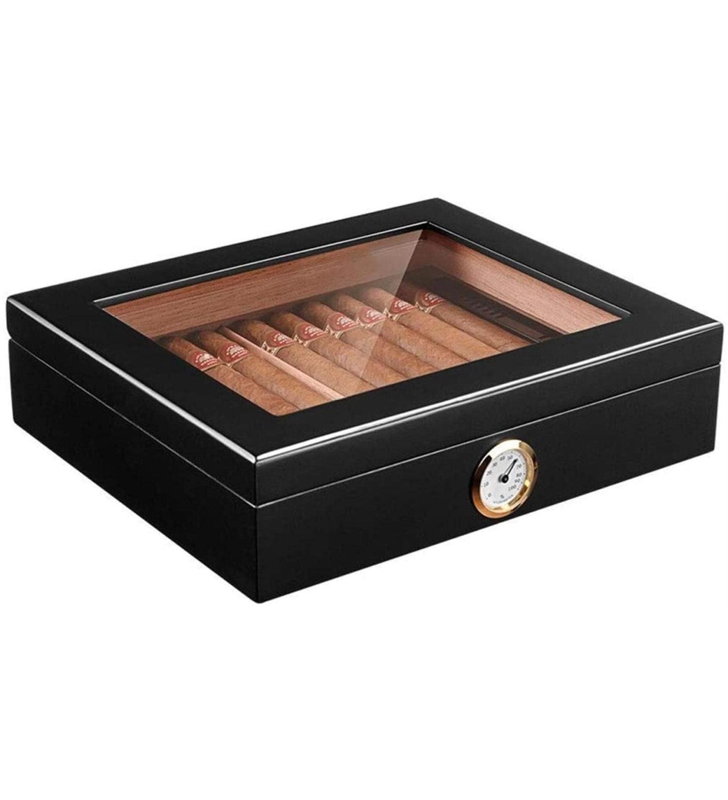Handmade Cigar Humidor Cedar Cigar Desktop Box with Humidifier and Hygrometer Decorative Box - Buy Online on GoSupps.com