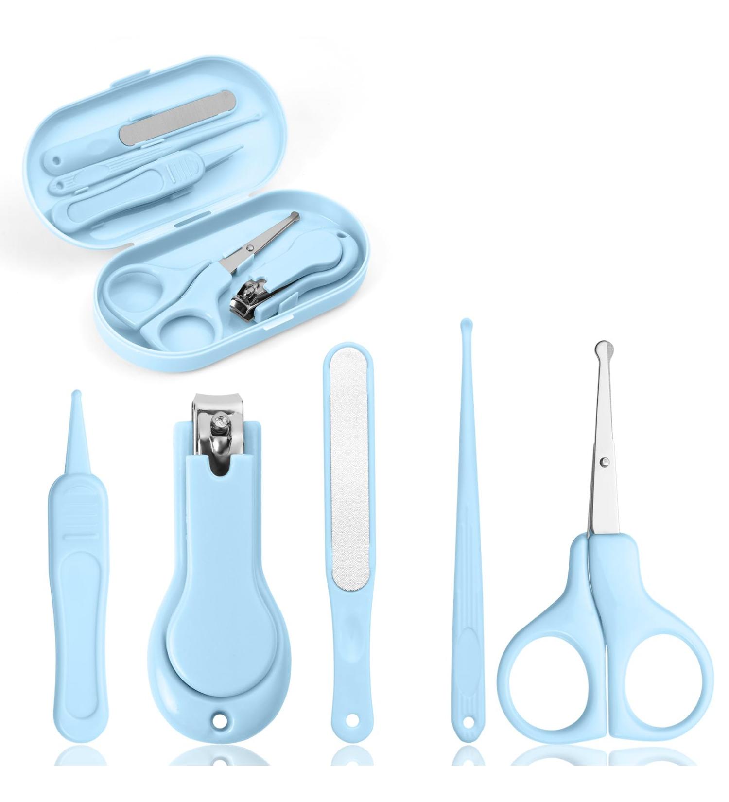 Vicloon Baby Nail Care Set - 5-in-1 Kit for Newborns & Toddlers - Includes Clippers, Scissor, Earpick, File, Tweezer - Blue - Buy Online on GoSupps.com