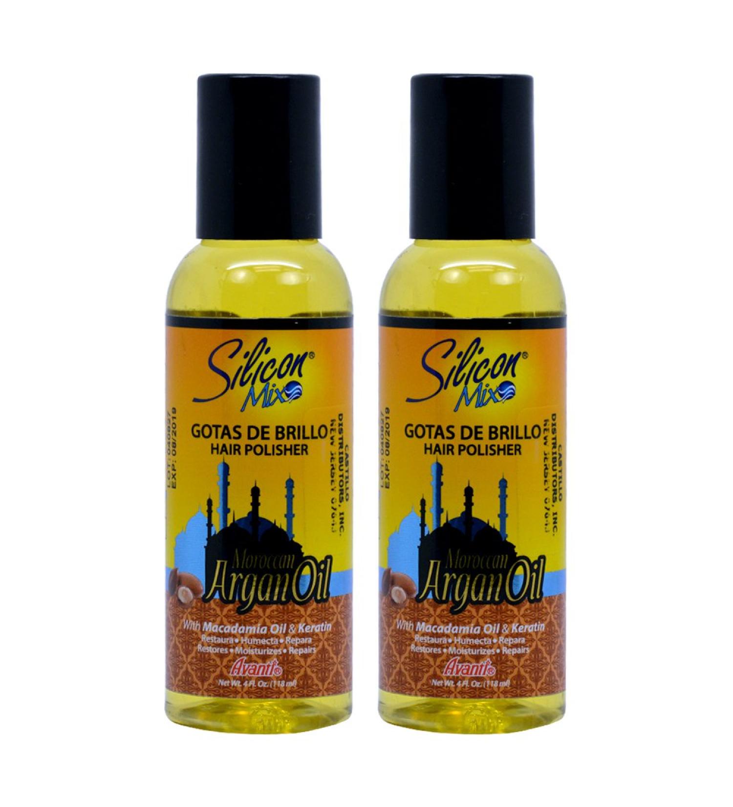 Silicon Mix Moroccan & Argan Gotas De Brillo Hair Polisher Oil 4ozPack of 2