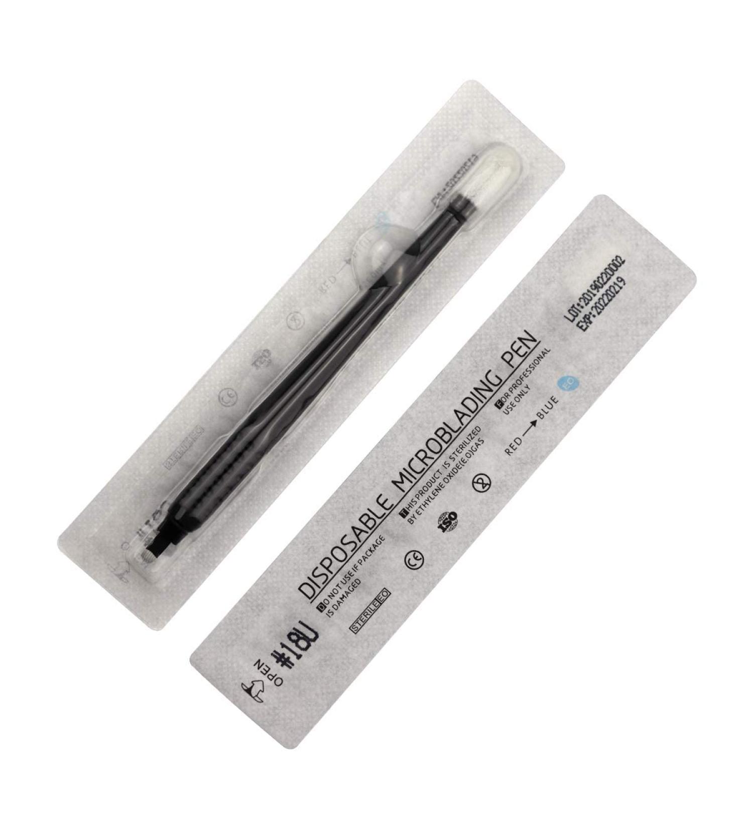10pcs Disposable Microblading Manual Pen with 18 U Blades - Permanent Makeup 0.2MM Needles and Caps - Buy Online on GoSupps.com