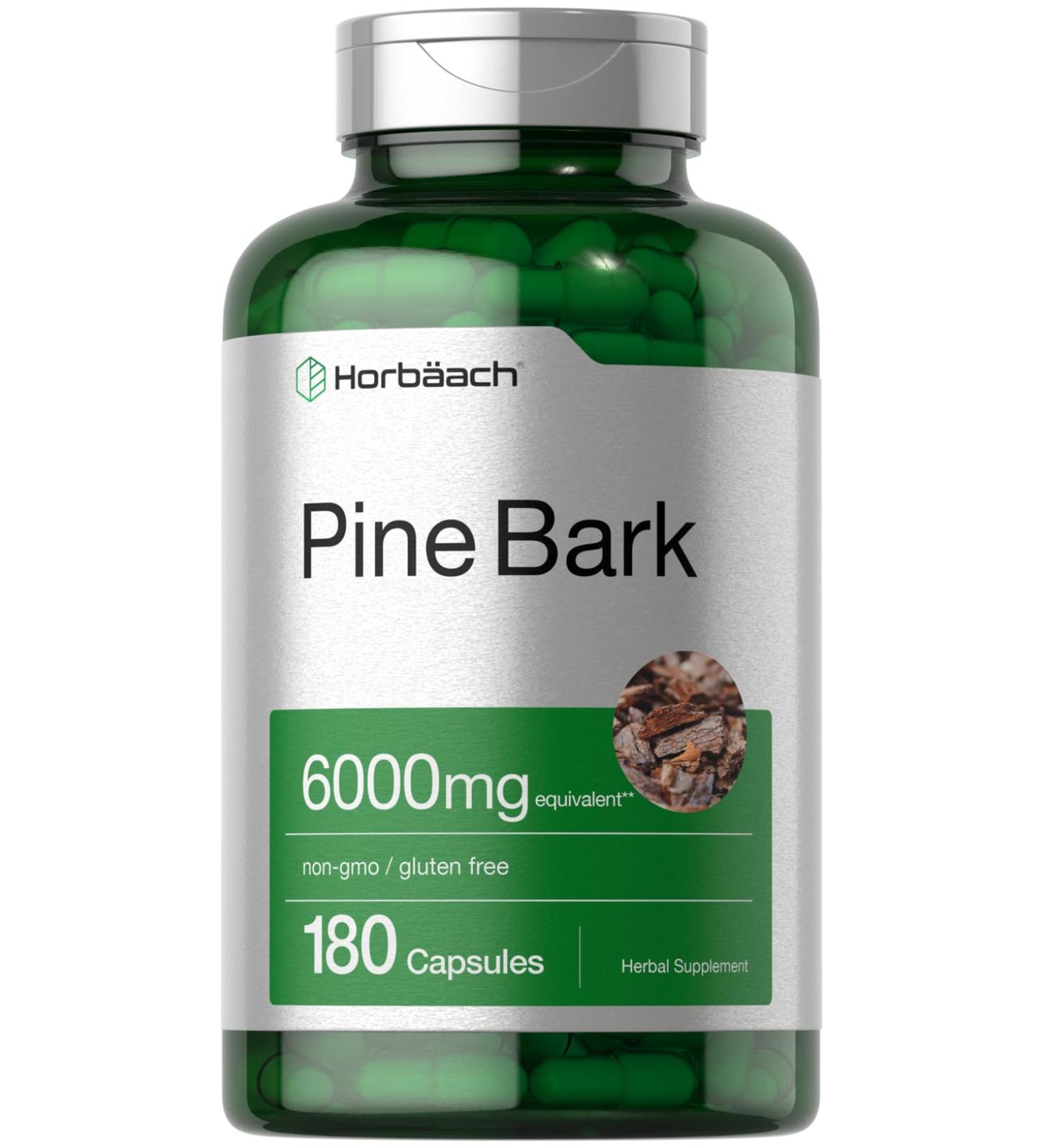 Horb ach Pine Bark Extract | 6000 mg | 180 Capsules | Standardized to Contain 75% Proanthocyanidins | Non-GMO Gluten Free Supplement | High Potency - Buy Online on GoSupps.com
