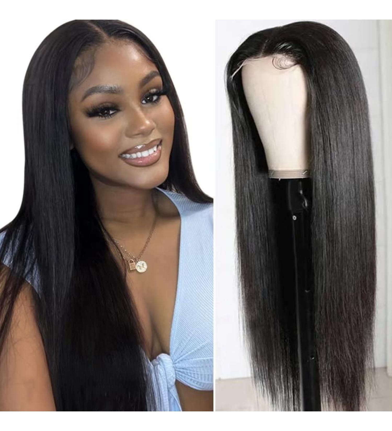 RXY 4x4 Straight Lace Front Wig 14 Human Hair Pre Plucked with Baby Hair - Natural Black, 180 Density - for Black Women - Buy Online on GoSupps.com